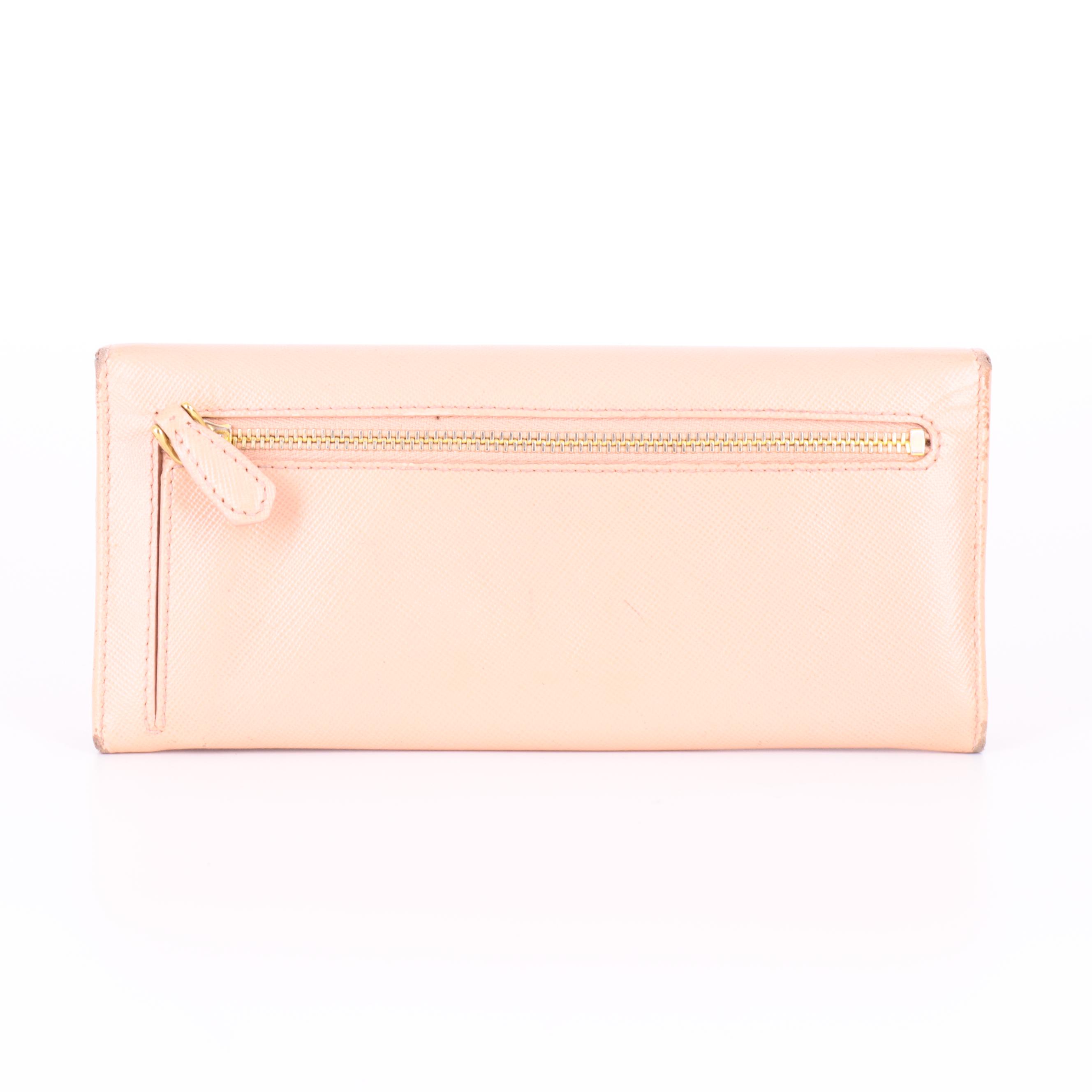 Prada Continental Flap Wallet in Orchidea Saffiano Leather
