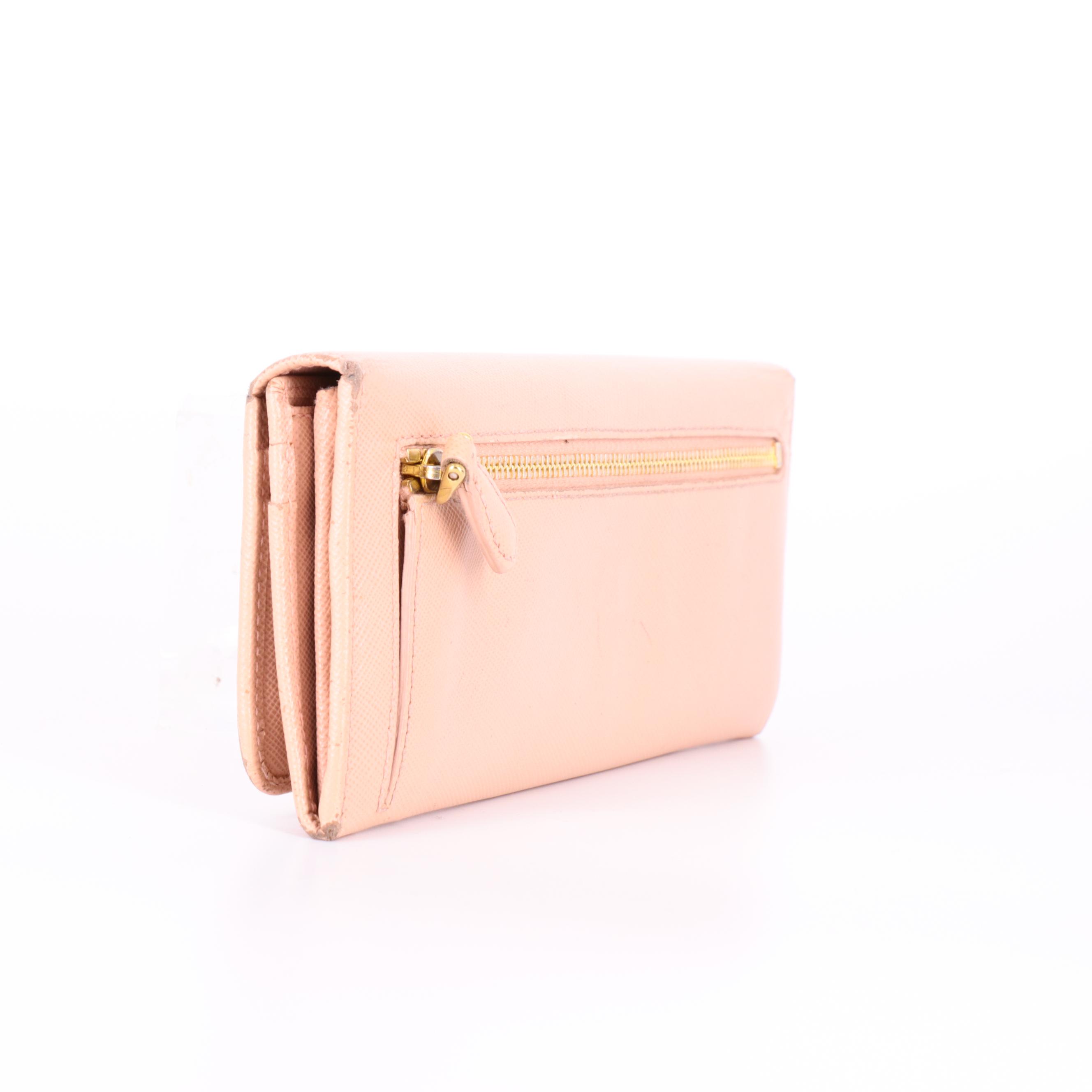 Prada Continental Flap Wallet in Orchidea Saffiano Leather
