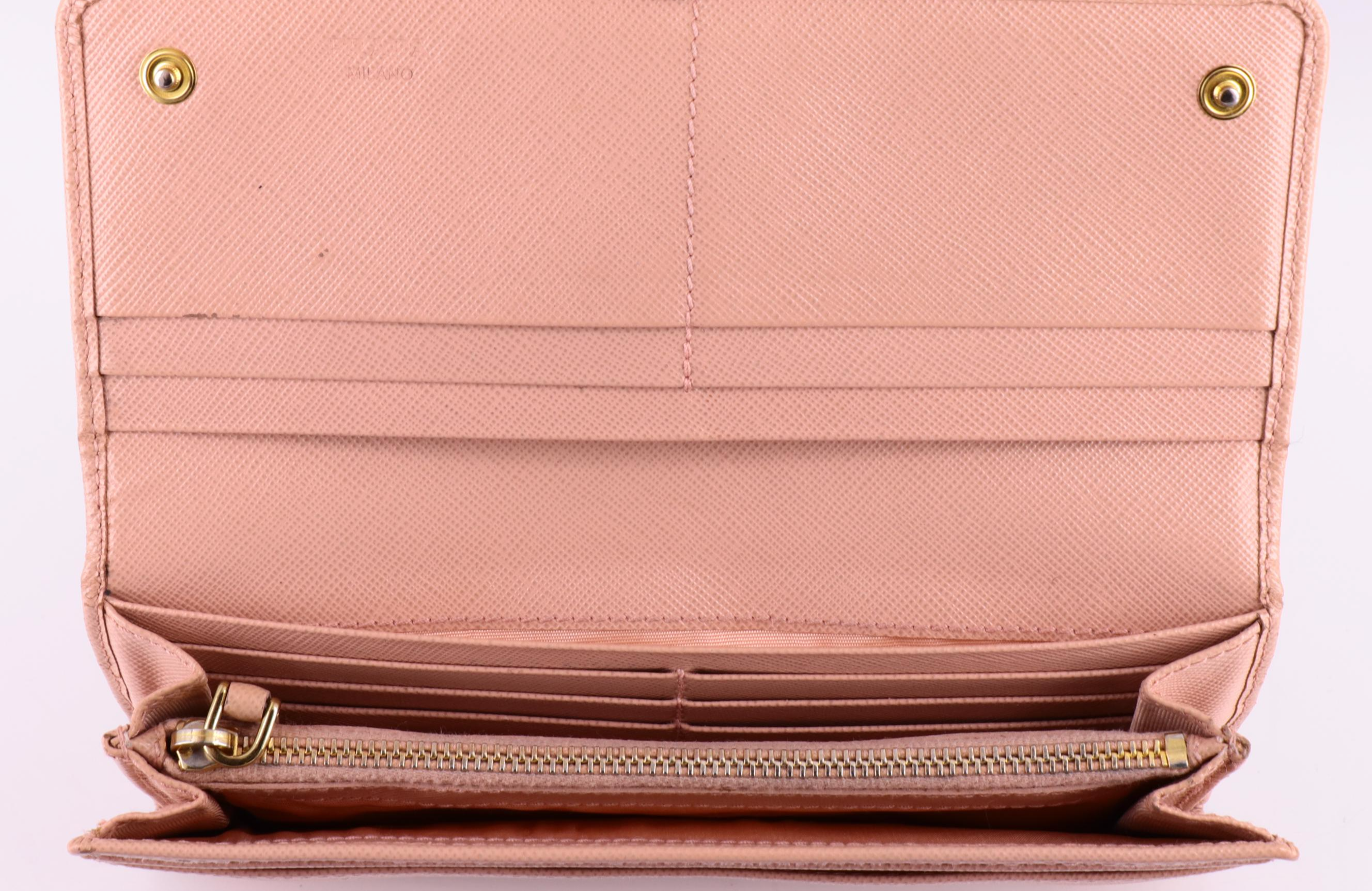 Prada Continental Flap Wallet in Orchidea Saffiano Leather