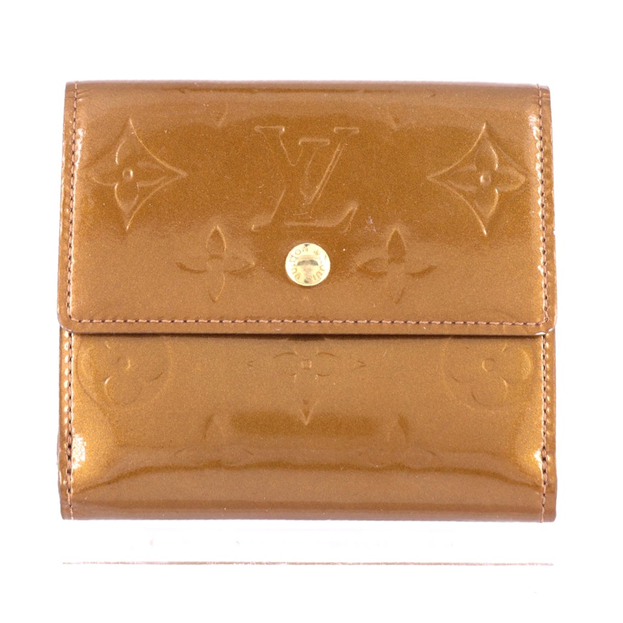 Louis Vuitton Elise Wallet in Bronze Monogram Vernis Leather