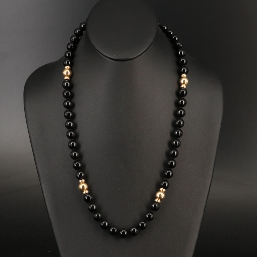 14K Black Onyx Endless Necklace