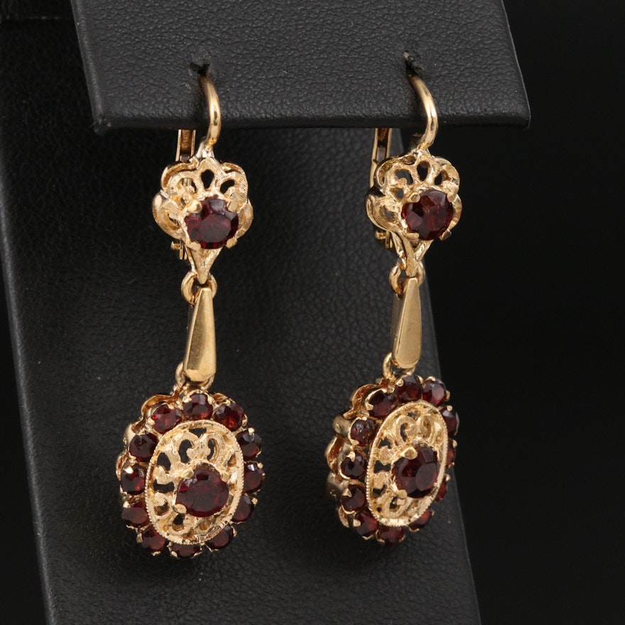 Italian 18K Garnet Drop Earrings