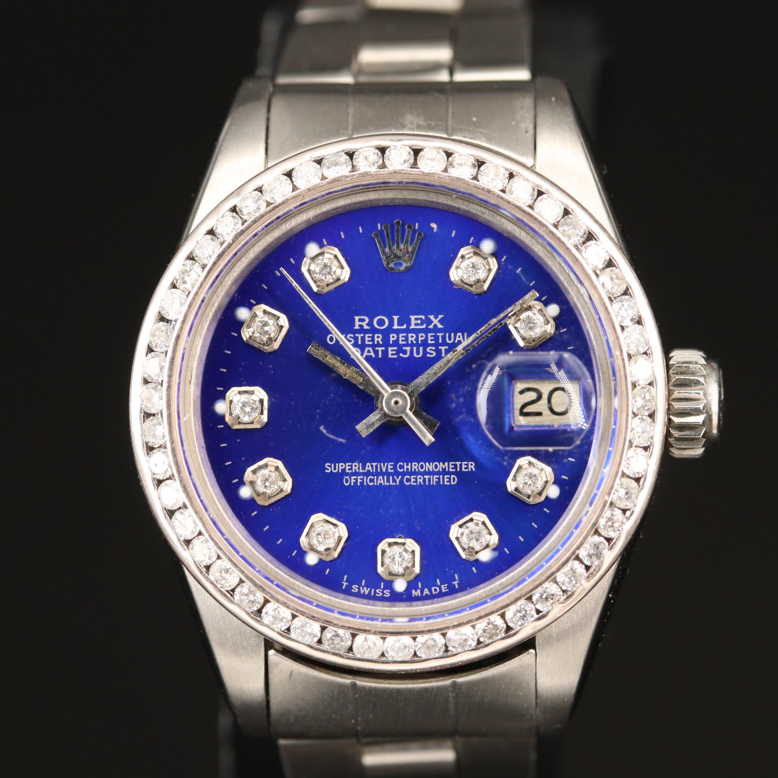 1978 Rolex "Datejust" Diamond Dial and Bezel Stainless Steel Watch