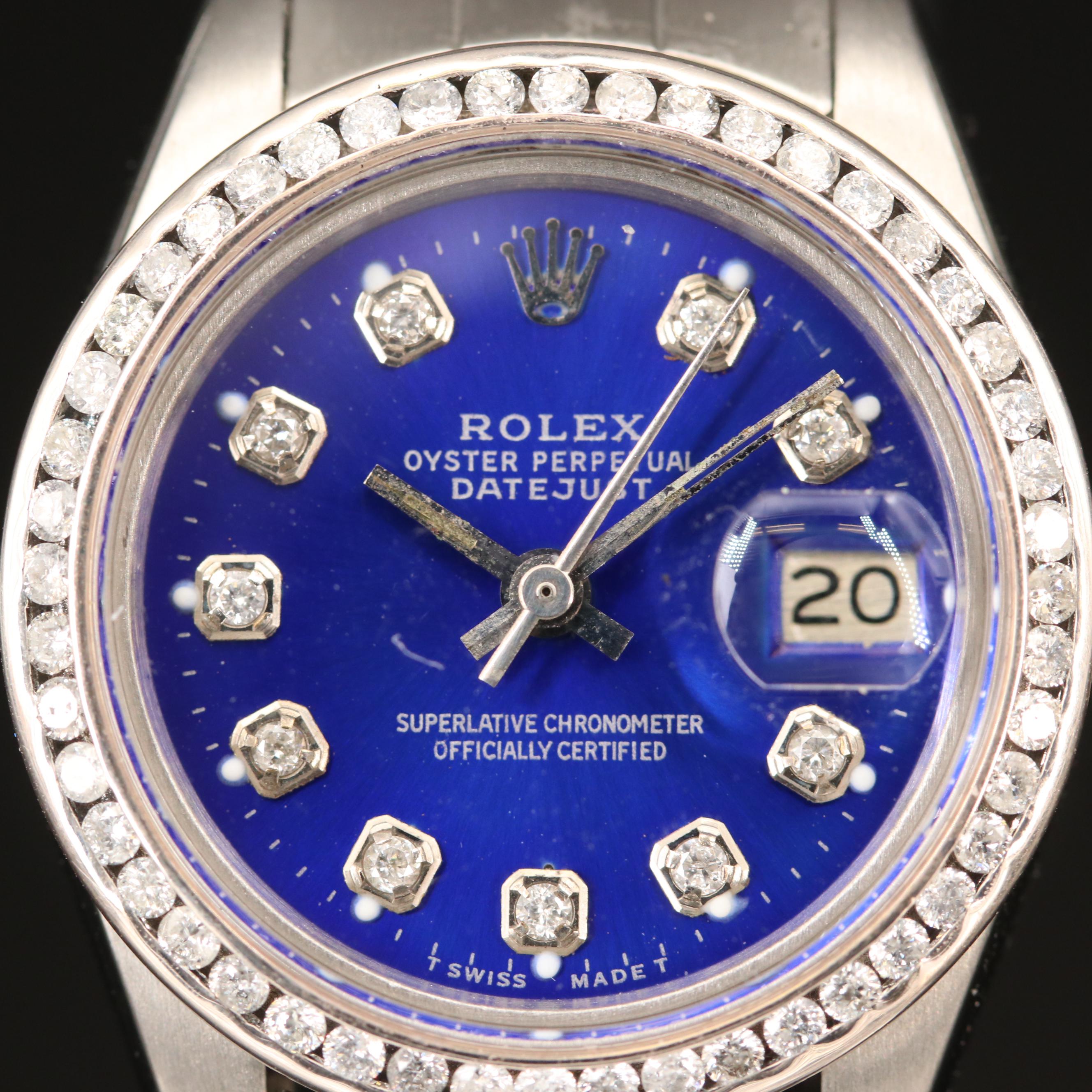 1978 Rolex "Datejust" Diamond Dial and Bezel Stainless Steel Watch