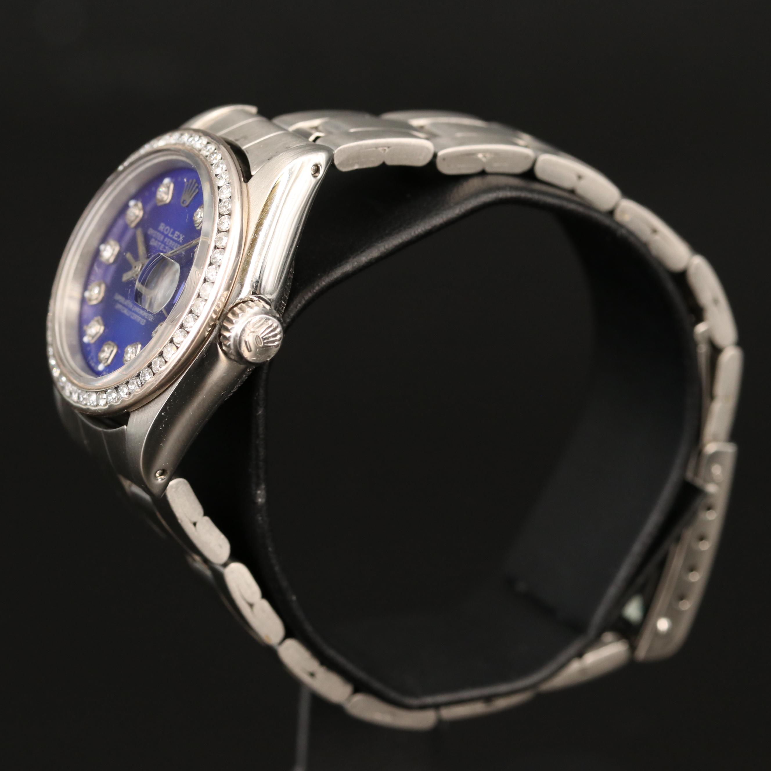 1978 Rolex "Datejust" Diamond Dial and Bezel Stainless Steel Watch