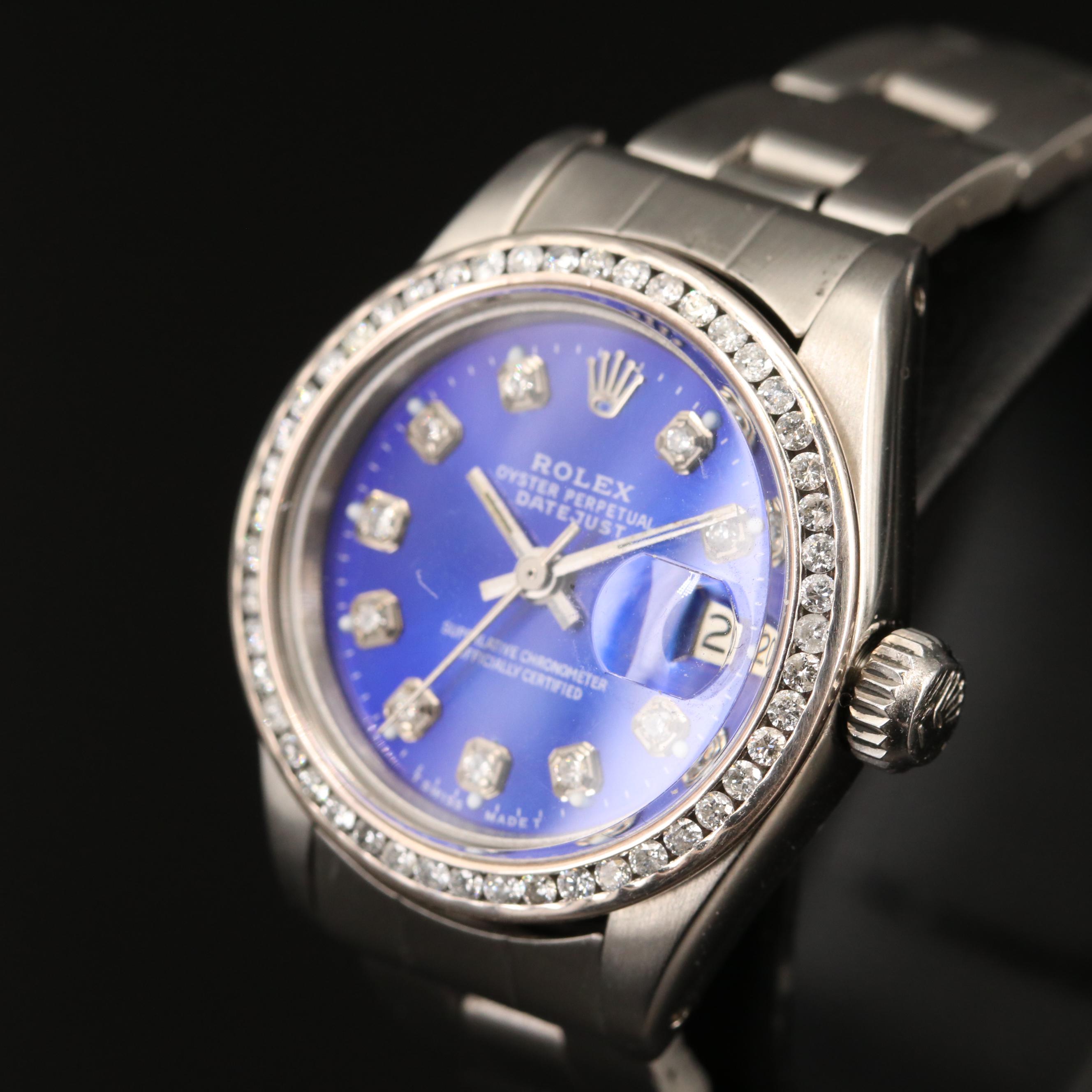 1978 Rolex "Datejust" Diamond Dial and Bezel Stainless Steel Watch