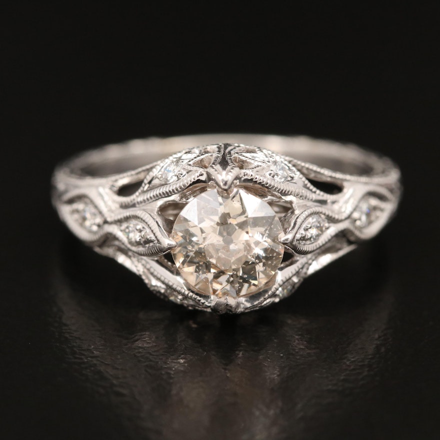 14K 1.11 CTW Diamond Ring with Milgrain Detail