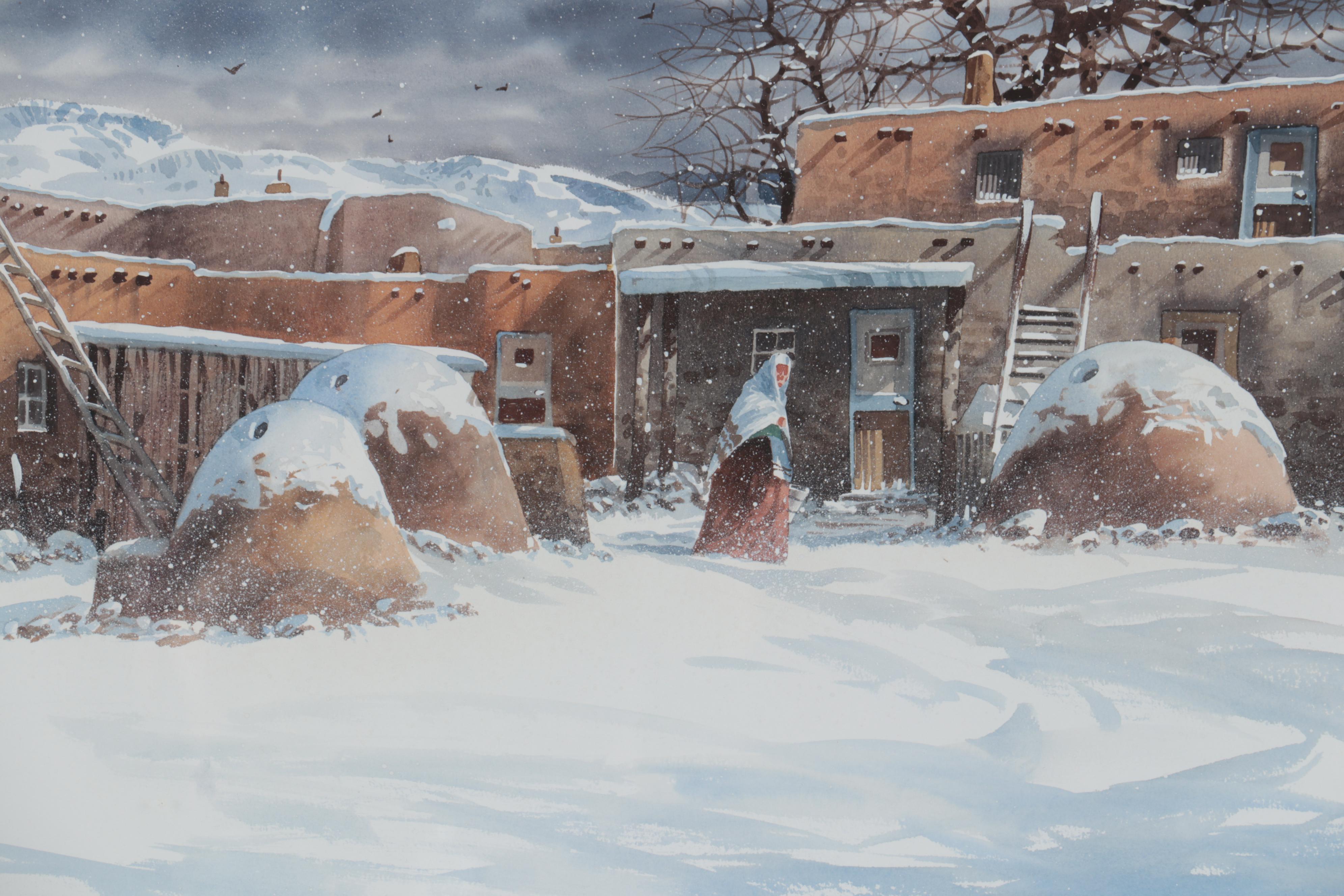 Michael McCullough Watercolor Painting "Taos Morning"