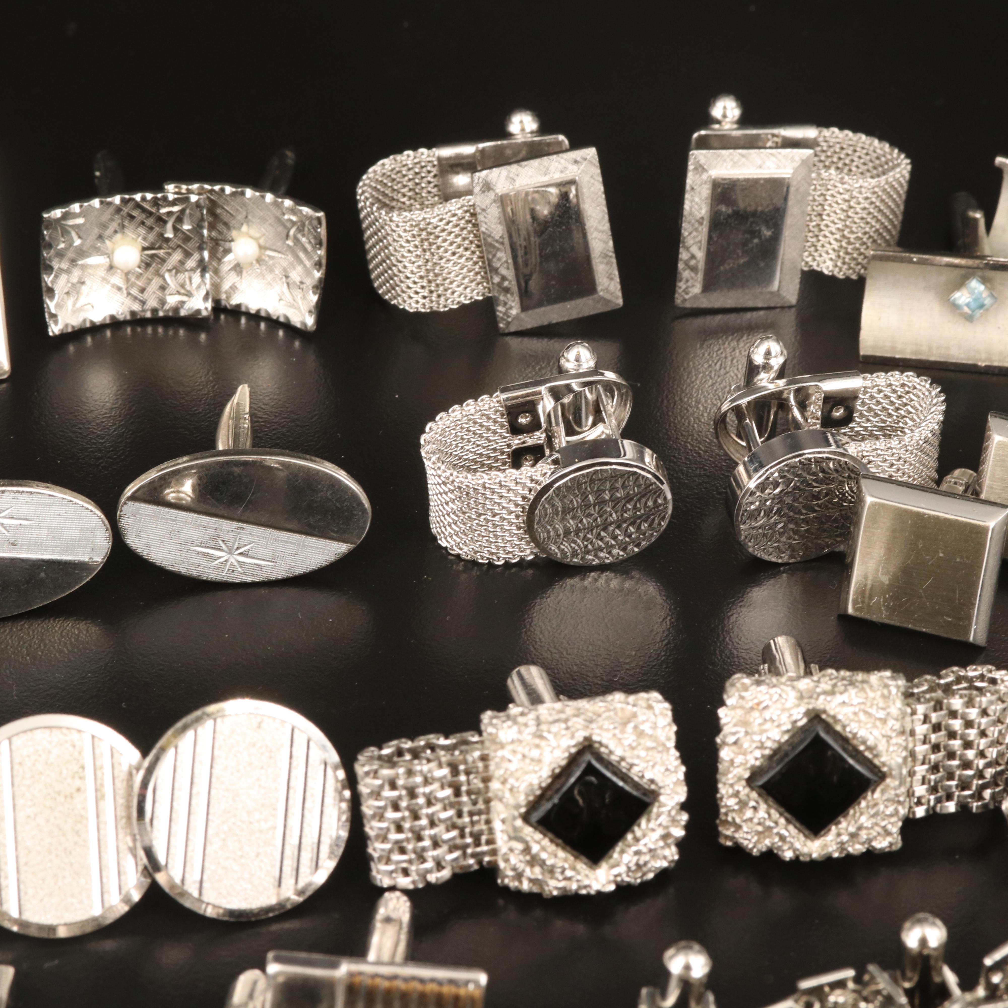 Vintage Cufflinks and Tie Clips Including Christian Dior, Comedy and Tragedy