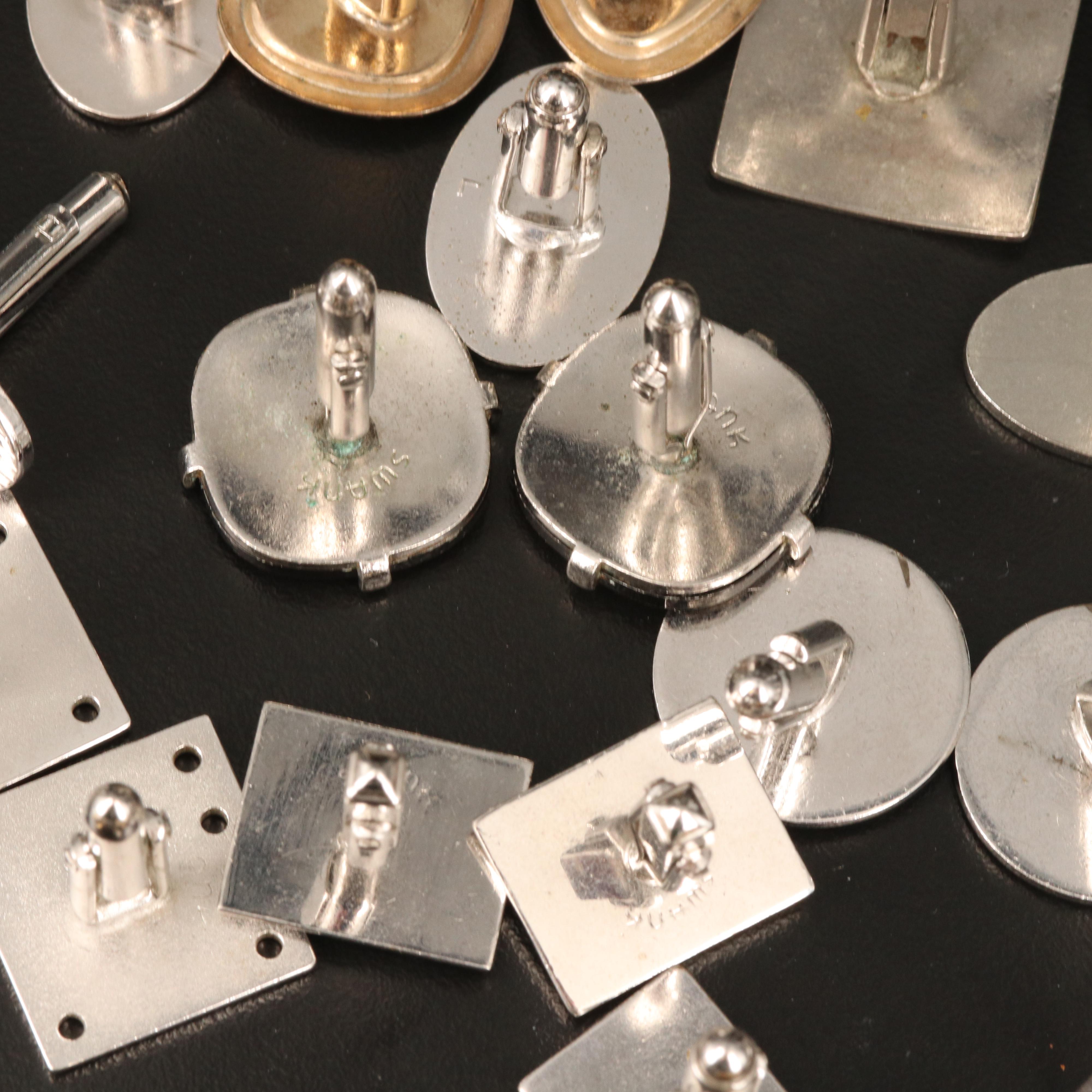 Vintage Cufflinks and Tie Clips Including Christian Dior, Comedy and Tragedy