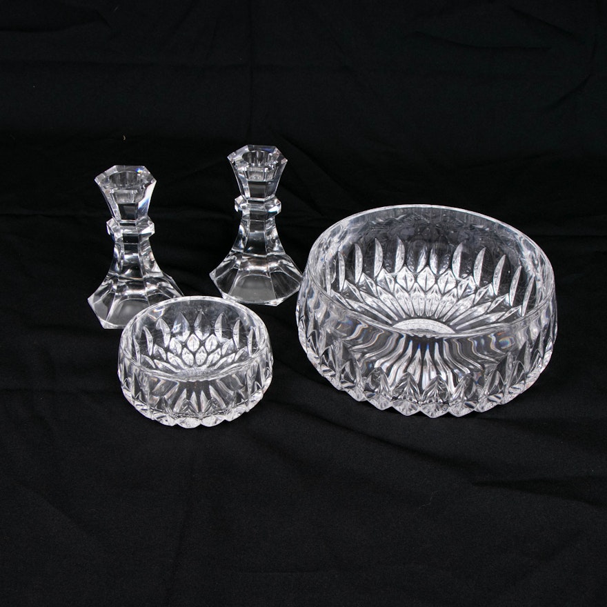 Gorham "Althea" Crystal Bowls and Other Crystal Candlesticks