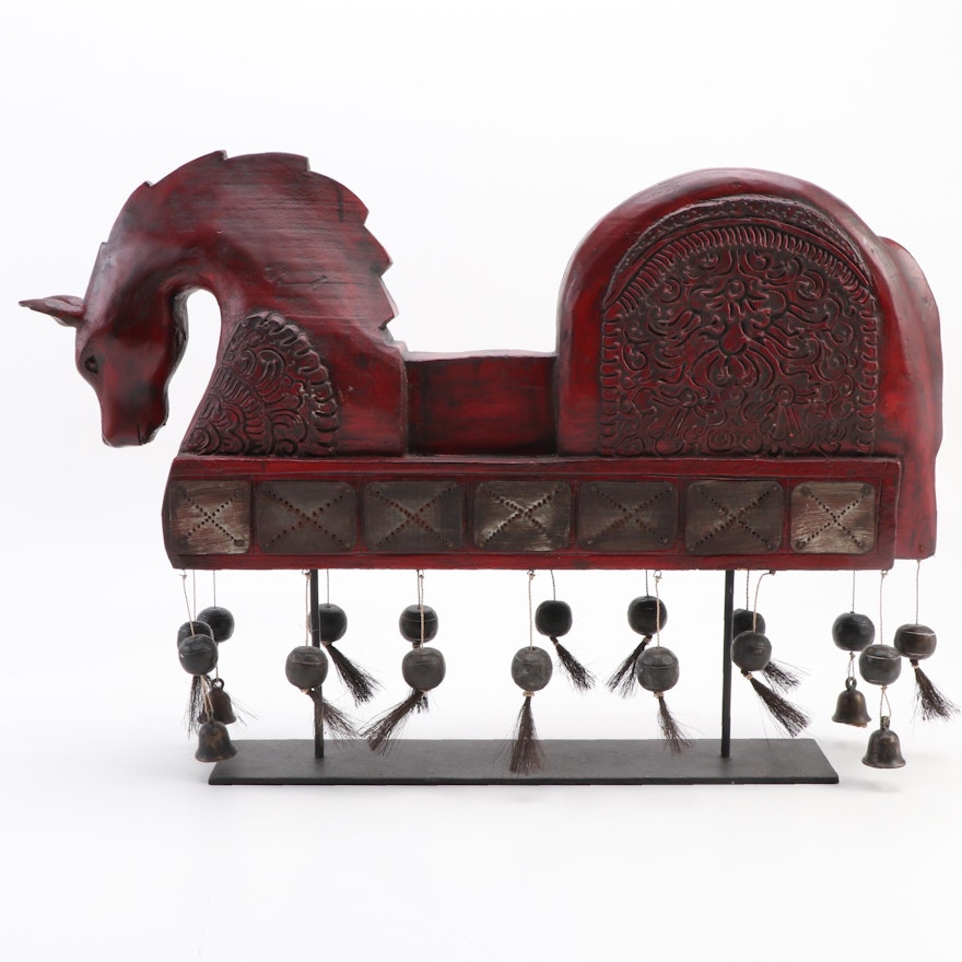 Southeast Asian Style Carved Wood Horse