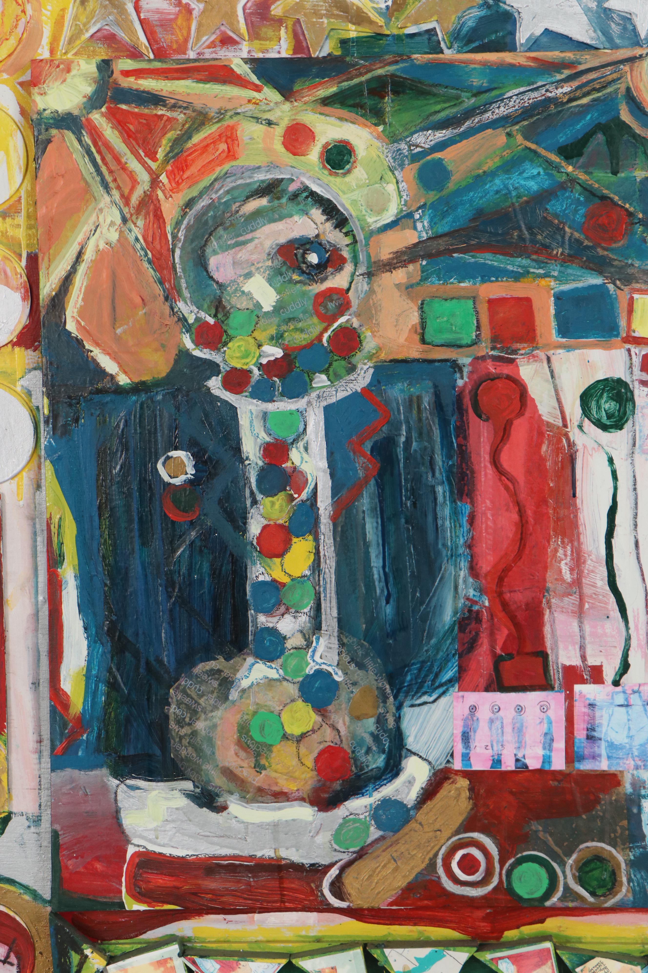 Jim Wagner Mixed Media Composition "Gumball Man Corporate Criminals," 2009