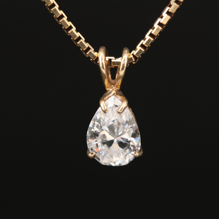 14K Cubic Zirconia Pendant Necklace