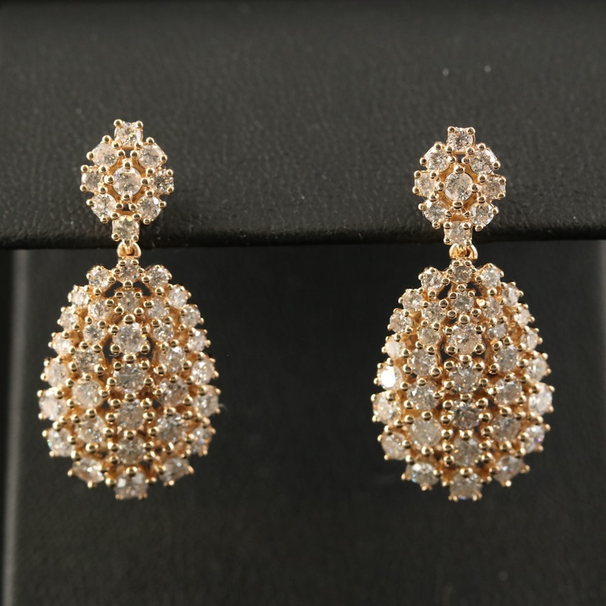 14K 3.29 CTW Diamond Cluster Drop Earrings