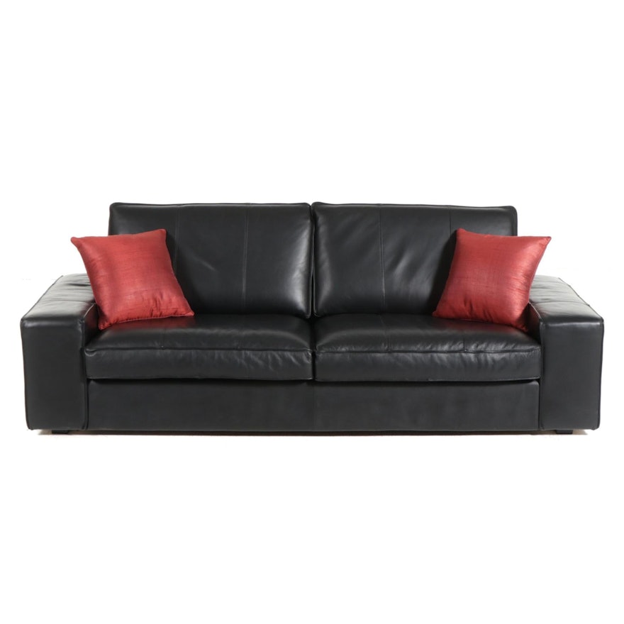 IKEA Contemporary Leather Upholstered Sofa