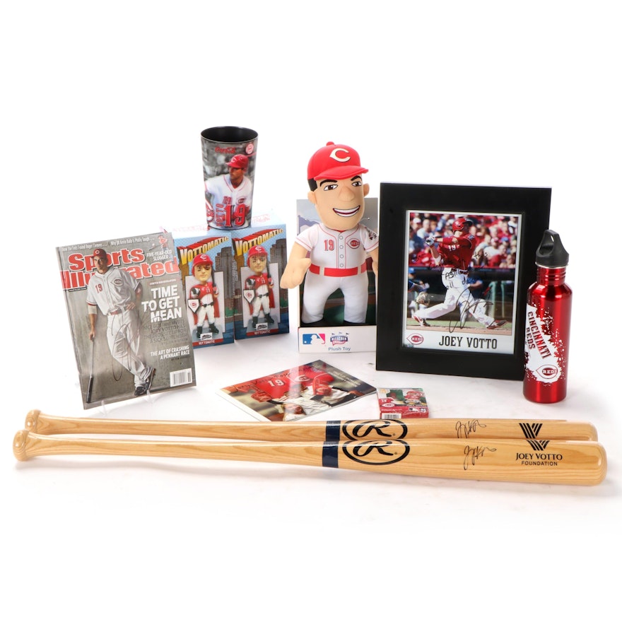 Joey Votto Signed Baseball Bats, Photo Prints, Bobbleheads, Doll, and More