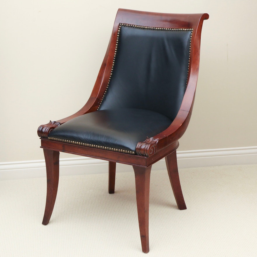 Bombay Company Regency Style Leather Upholstered Side Chair