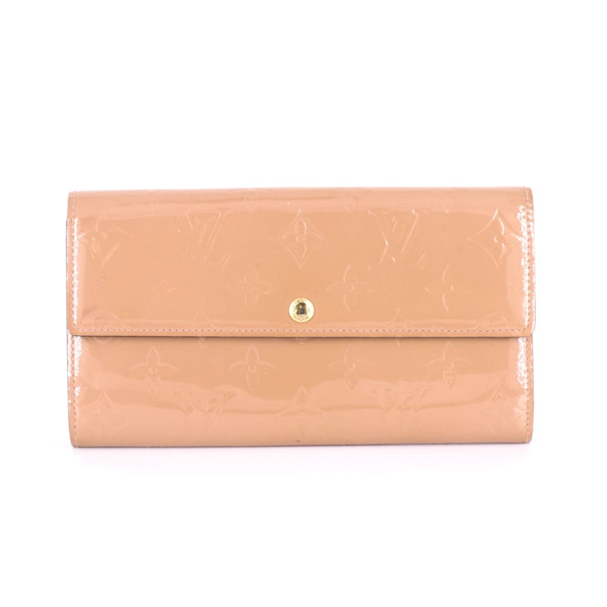 Louis Vuitton Sarah Wallet in Rose Velours Monogram Vernis