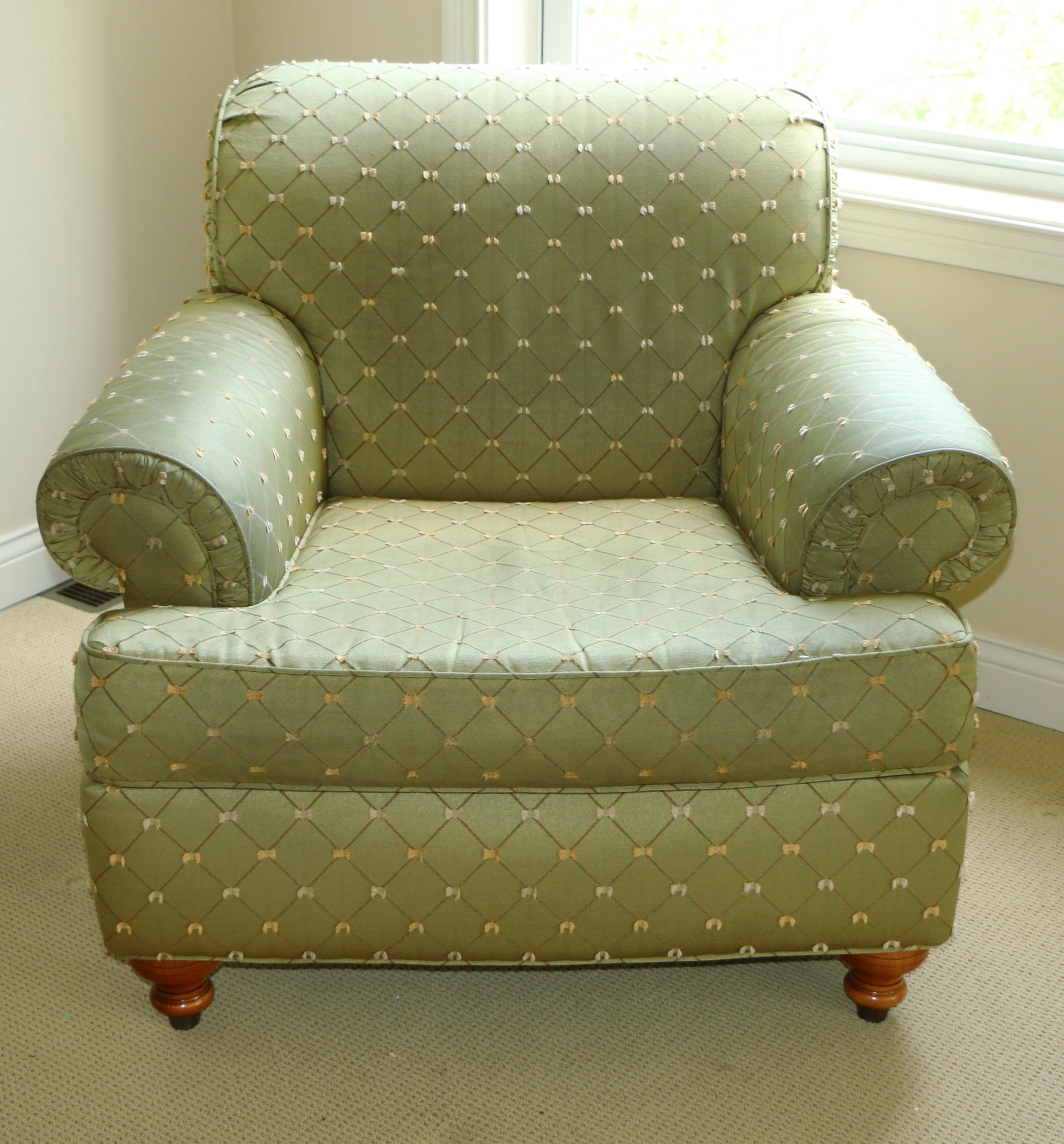 Drexel-Heritage Upholstered Armchair and Ottoman