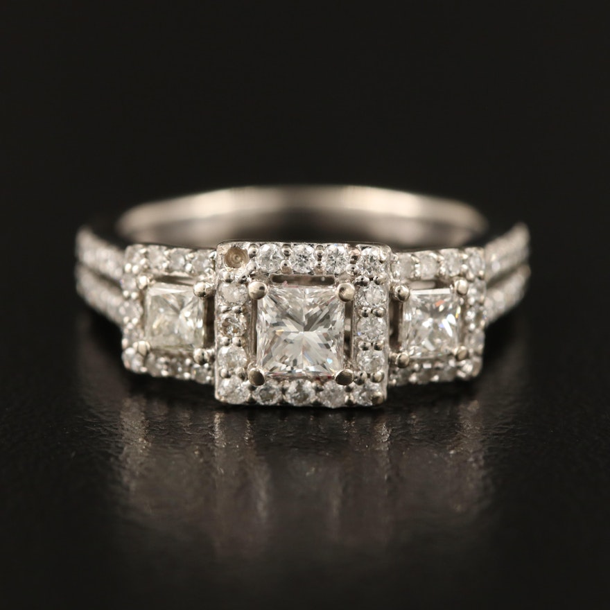 14K 1.03 CTW Diamond "Past, Present, Future" Ring