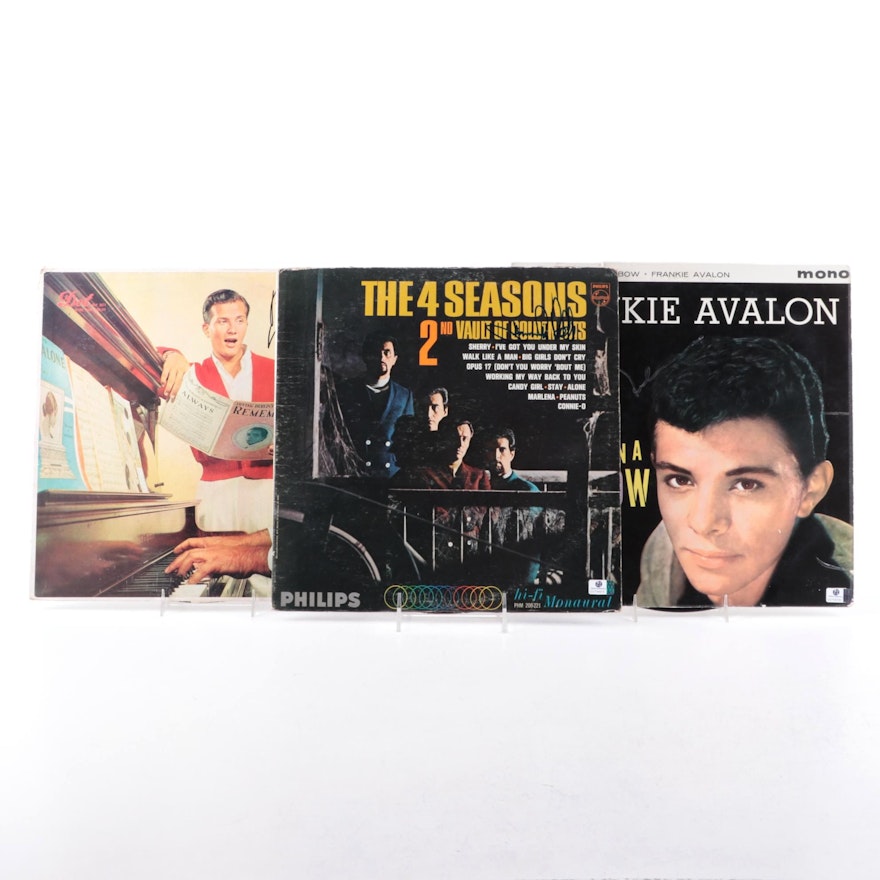 Frankie Valli, Pat Boone and Frankie Avalon Autographed Vinyl Records with COAs