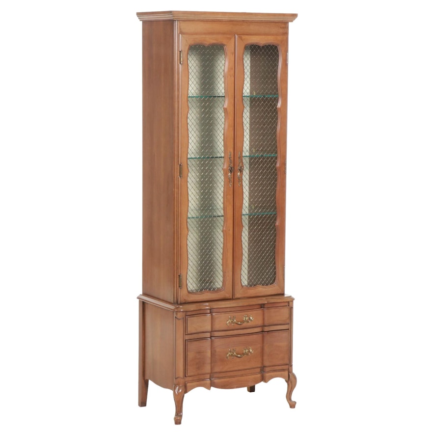 Permacraft "Autumn" Walnut Curio Cabinet, Mid to Late 20th Century