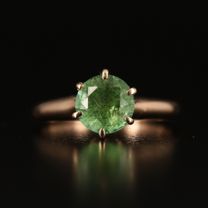 14K Rose Gold Peridot Solitaire Ring