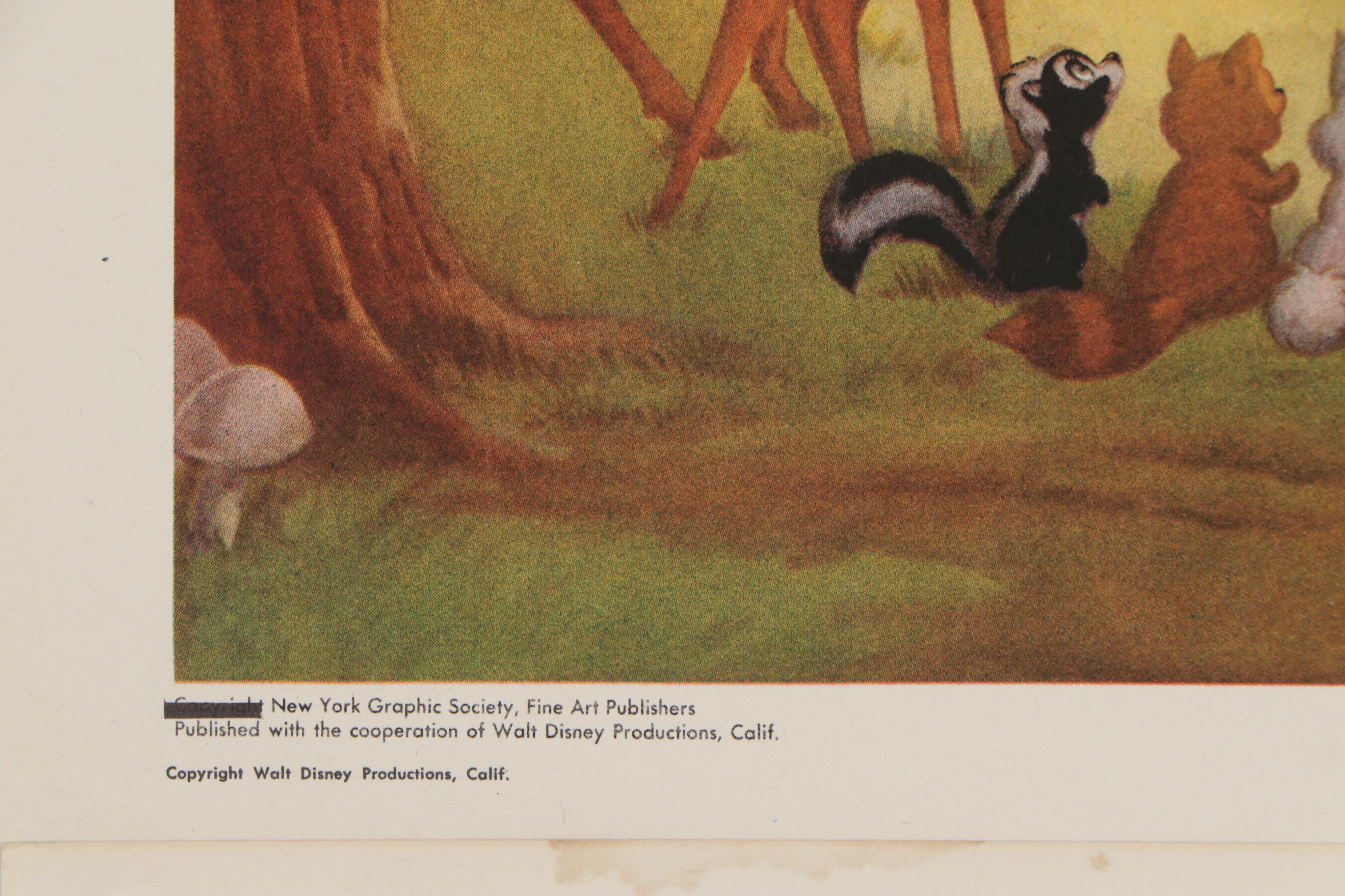 Disney Offset Lithographs "Snow White and the Seven Dwarfs" and "Bambi," 1940s