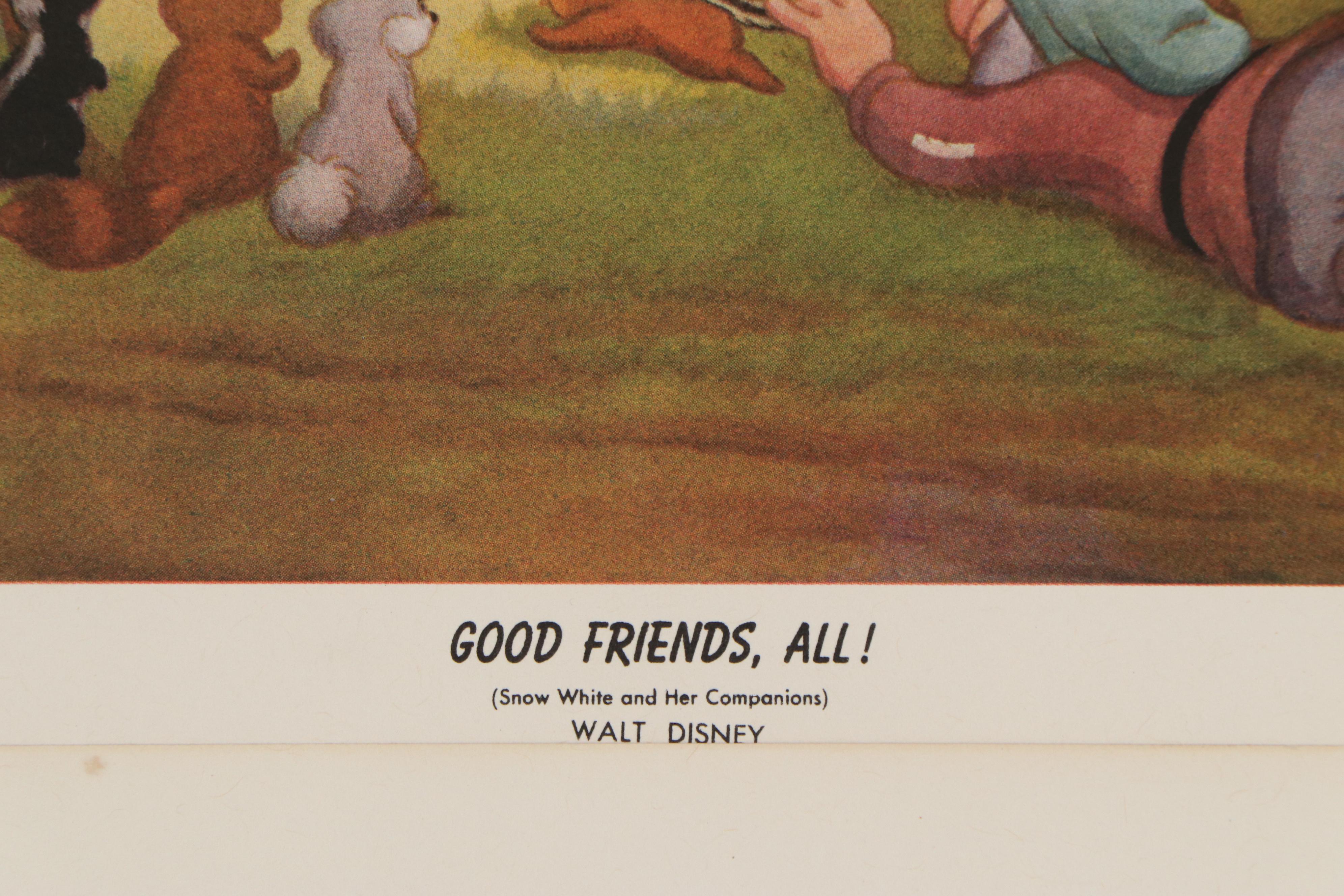 Disney Offset Lithographs "Snow White and the Seven Dwarfs" and "Bambi," 1940s