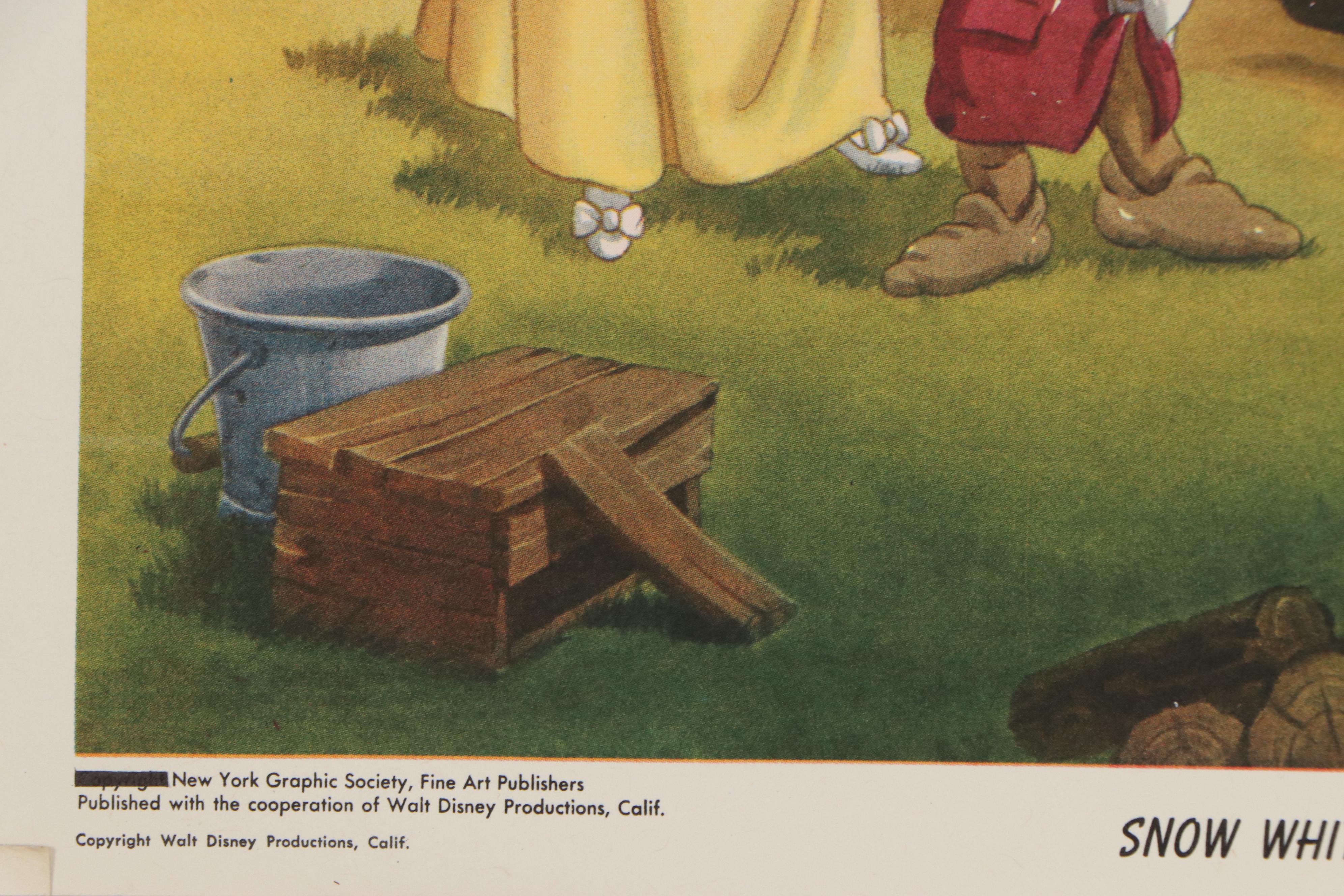 Disney Offset Lithographs "Snow White and the Seven Dwarfs" and "Bambi," 1940s