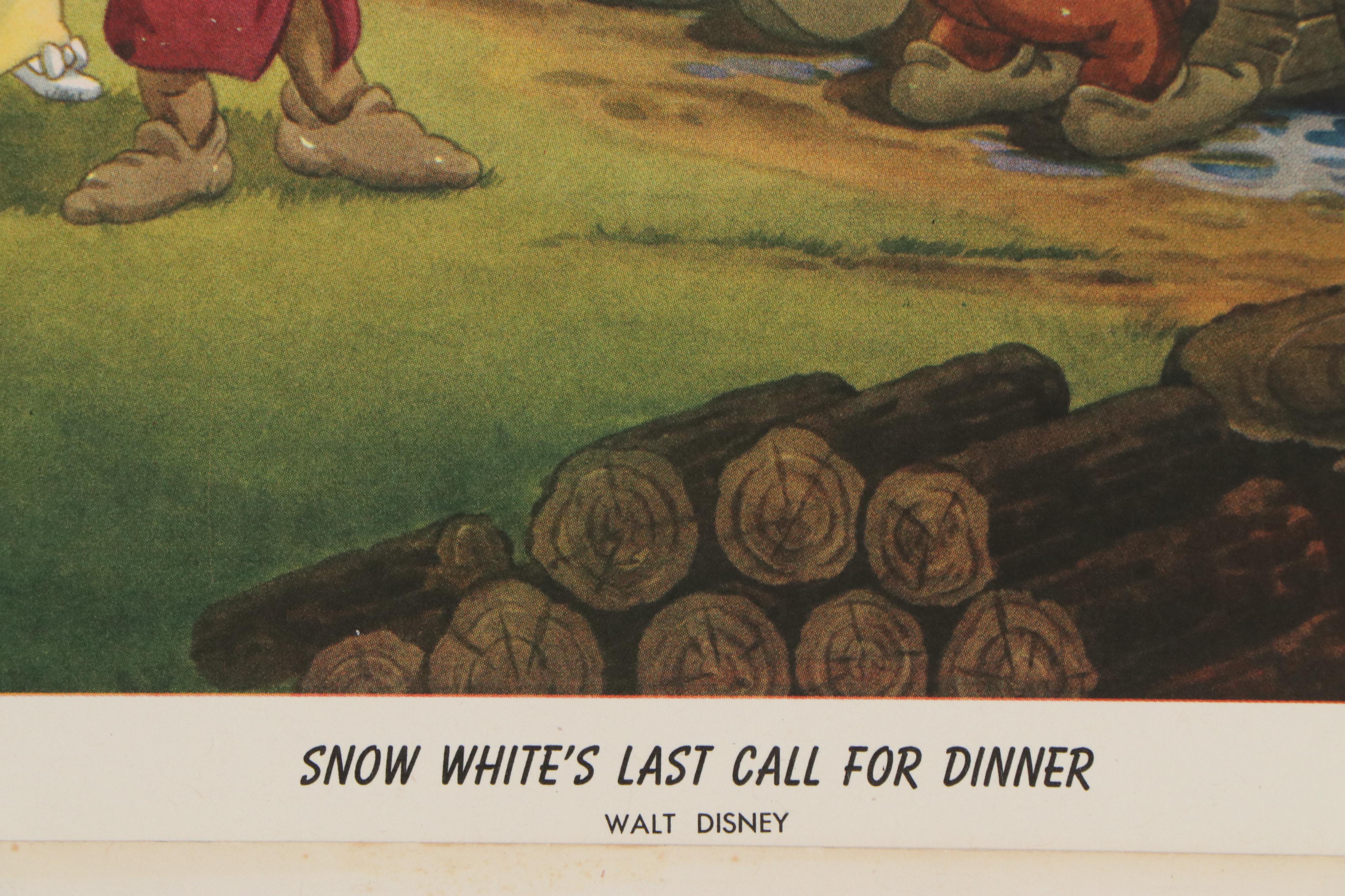 Disney Offset Lithographs "Snow White and the Seven Dwarfs" and "Bambi," 1940s