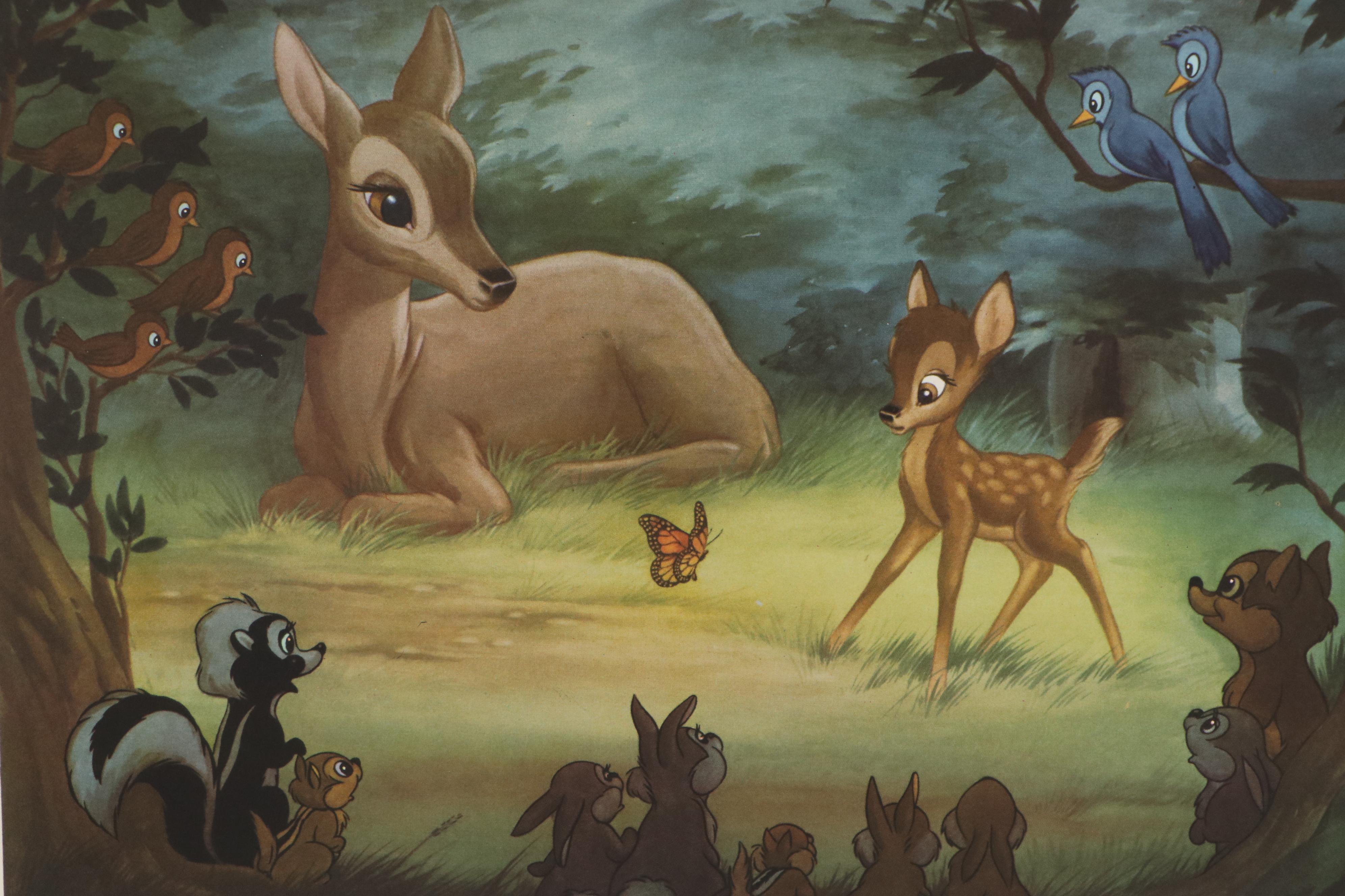 Disney Offset Lithographs "Snow White and the Seven Dwarfs" and "Bambi," 1940s