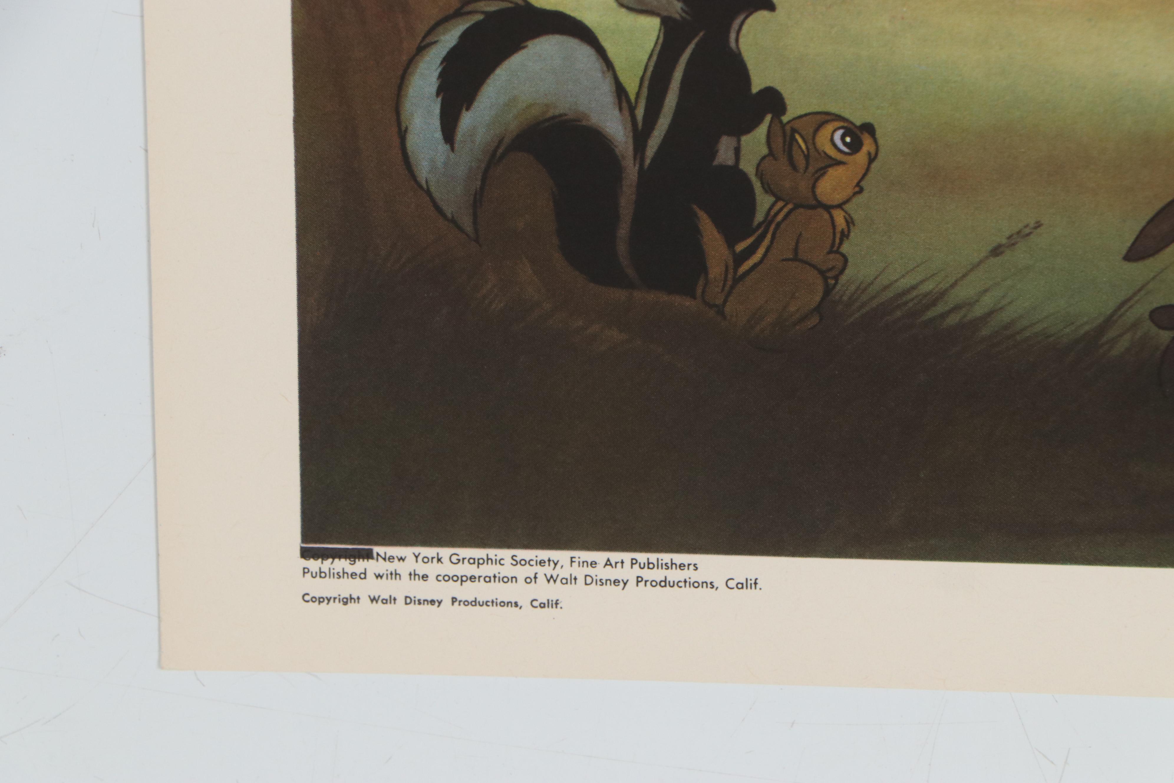 Disney Offset Lithographs "Snow White and the Seven Dwarfs" and "Bambi," 1940s