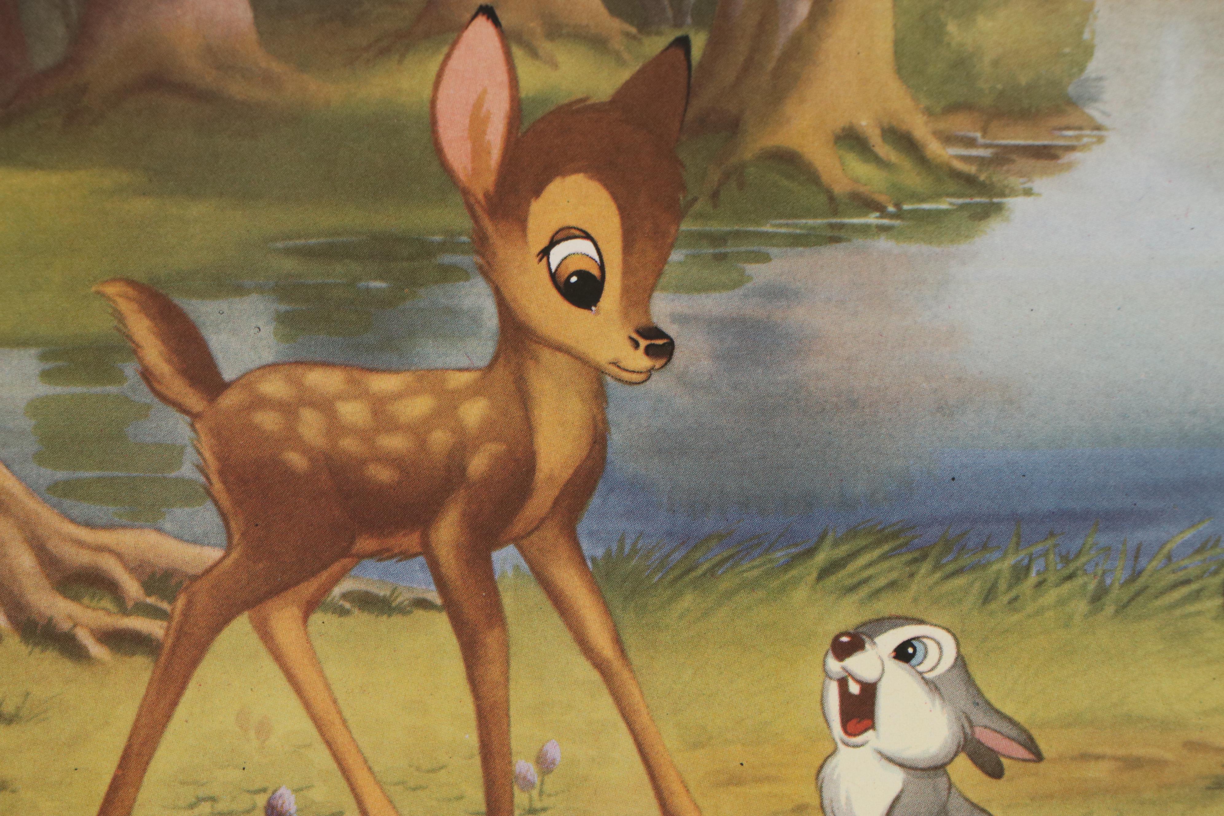 Disney Offset Lithographs "Snow White and the Seven Dwarfs" and "Bambi," 1940s