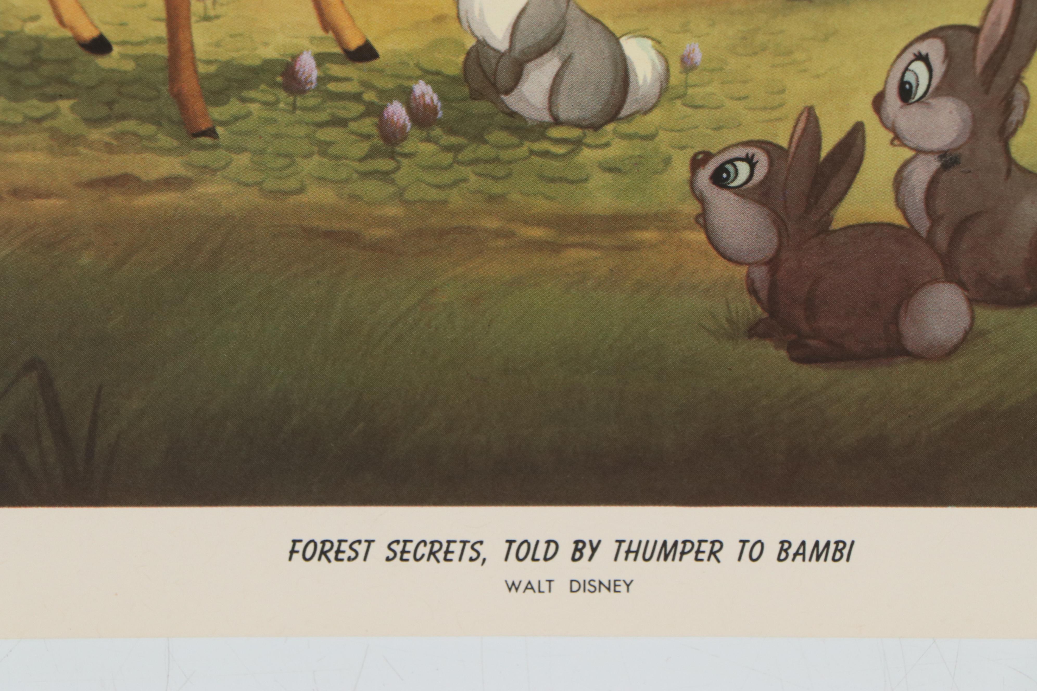 Disney Offset Lithographs "Snow White and the Seven Dwarfs" and "Bambi," 1940s