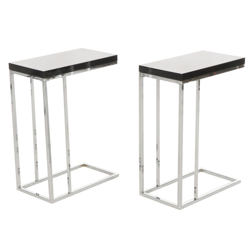 Pair of Modern Metal Frame Side Tables