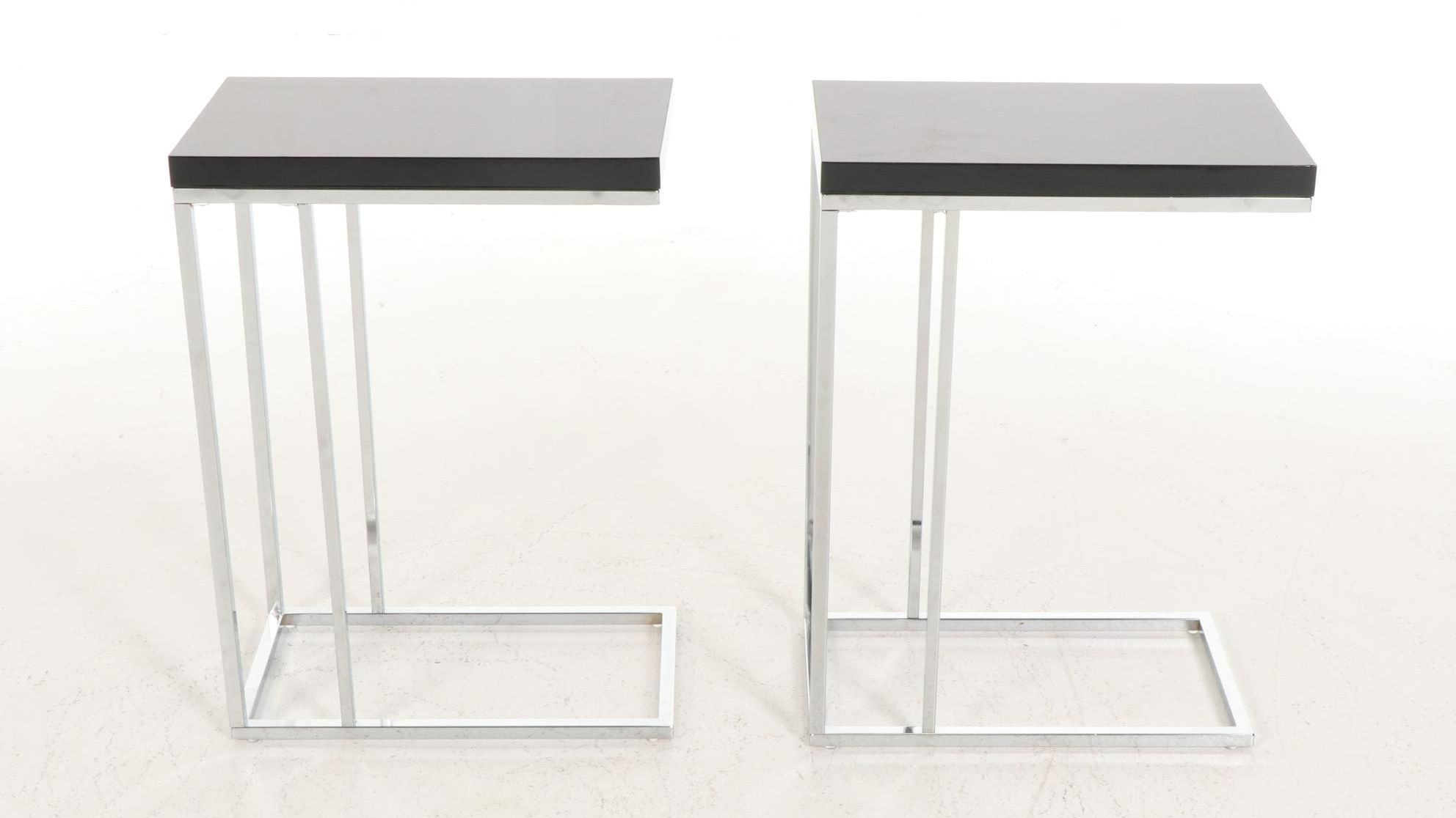 Pair of Modern Metal Frame Side Tables