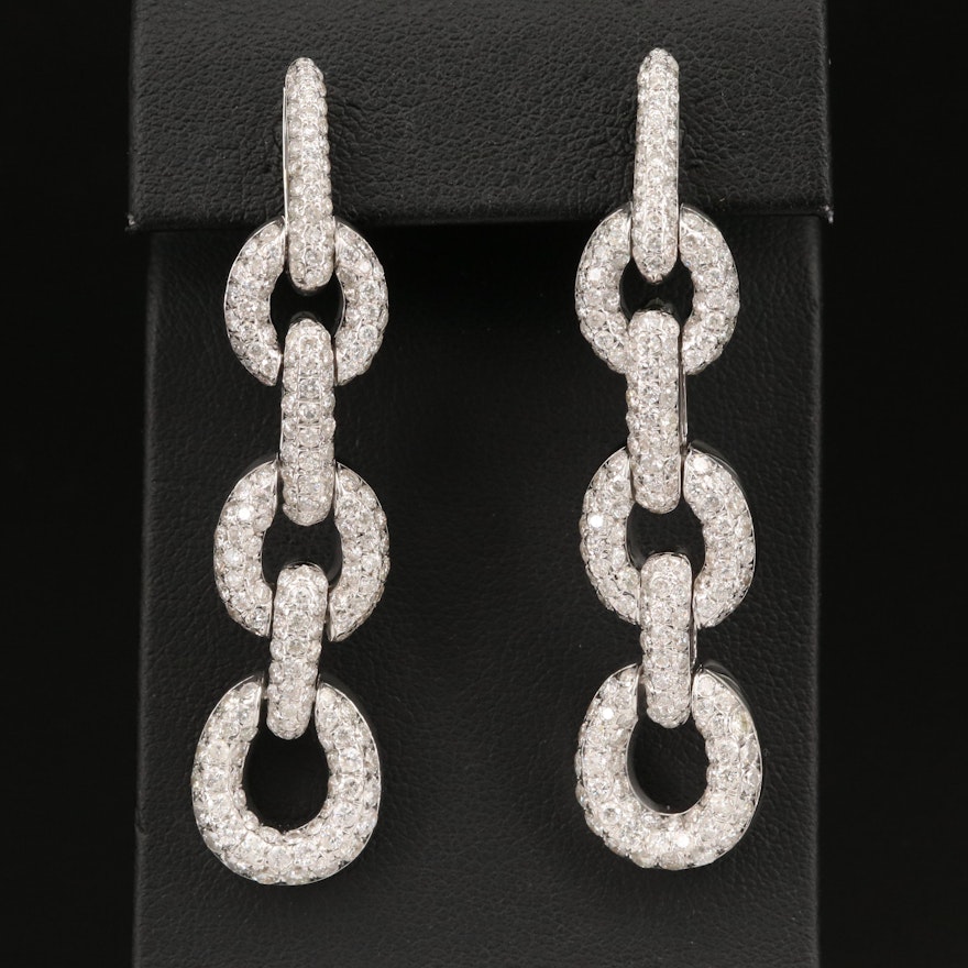 14K 6.55 CTW Diamond Chain Link Drop Earrings