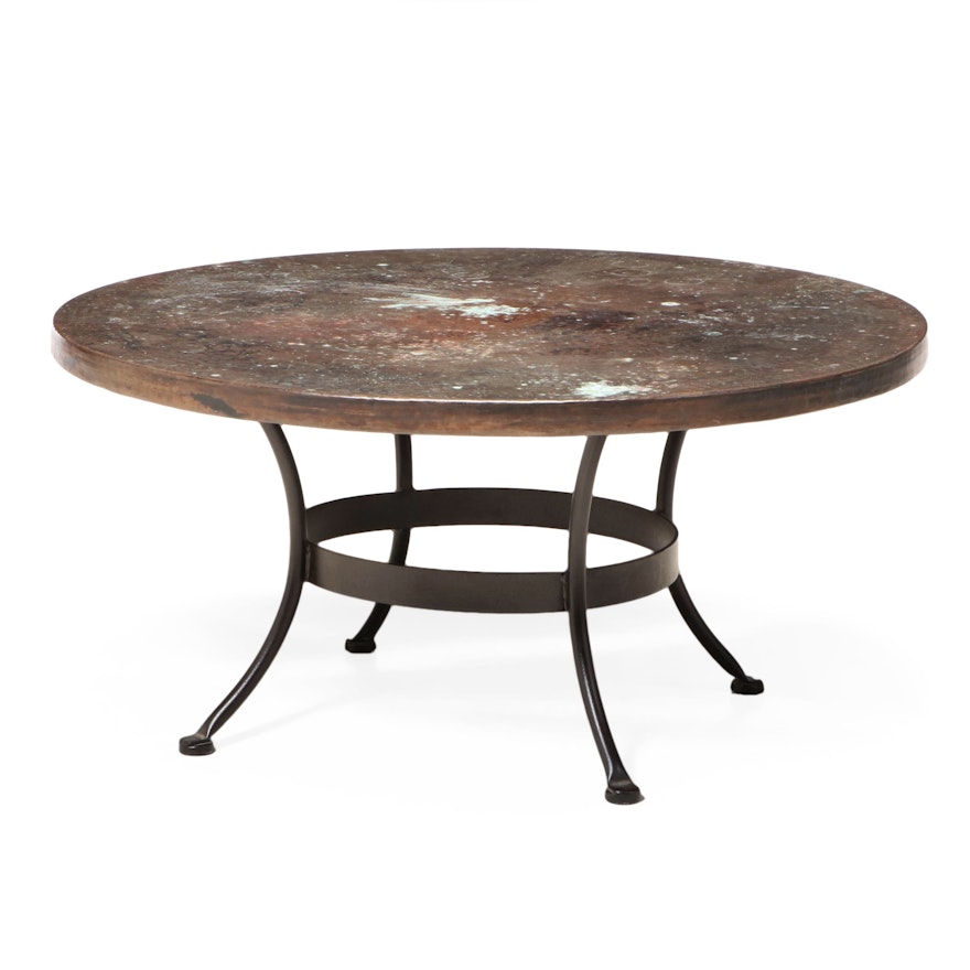 Hammered Copper and Patinated Metal Coffee Table
