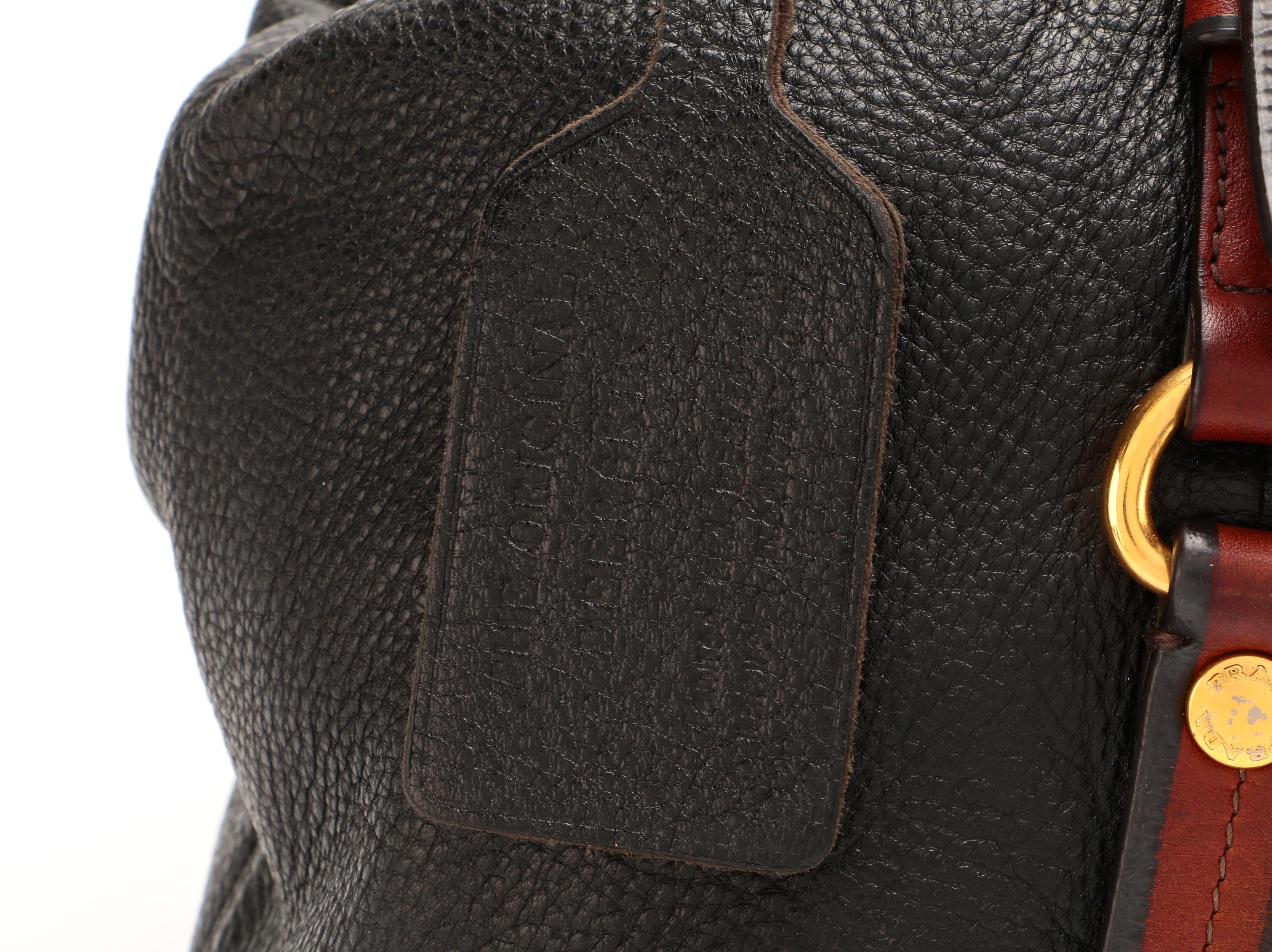 Prada Bicolor Daino Leather Satchel with Luggage Tag