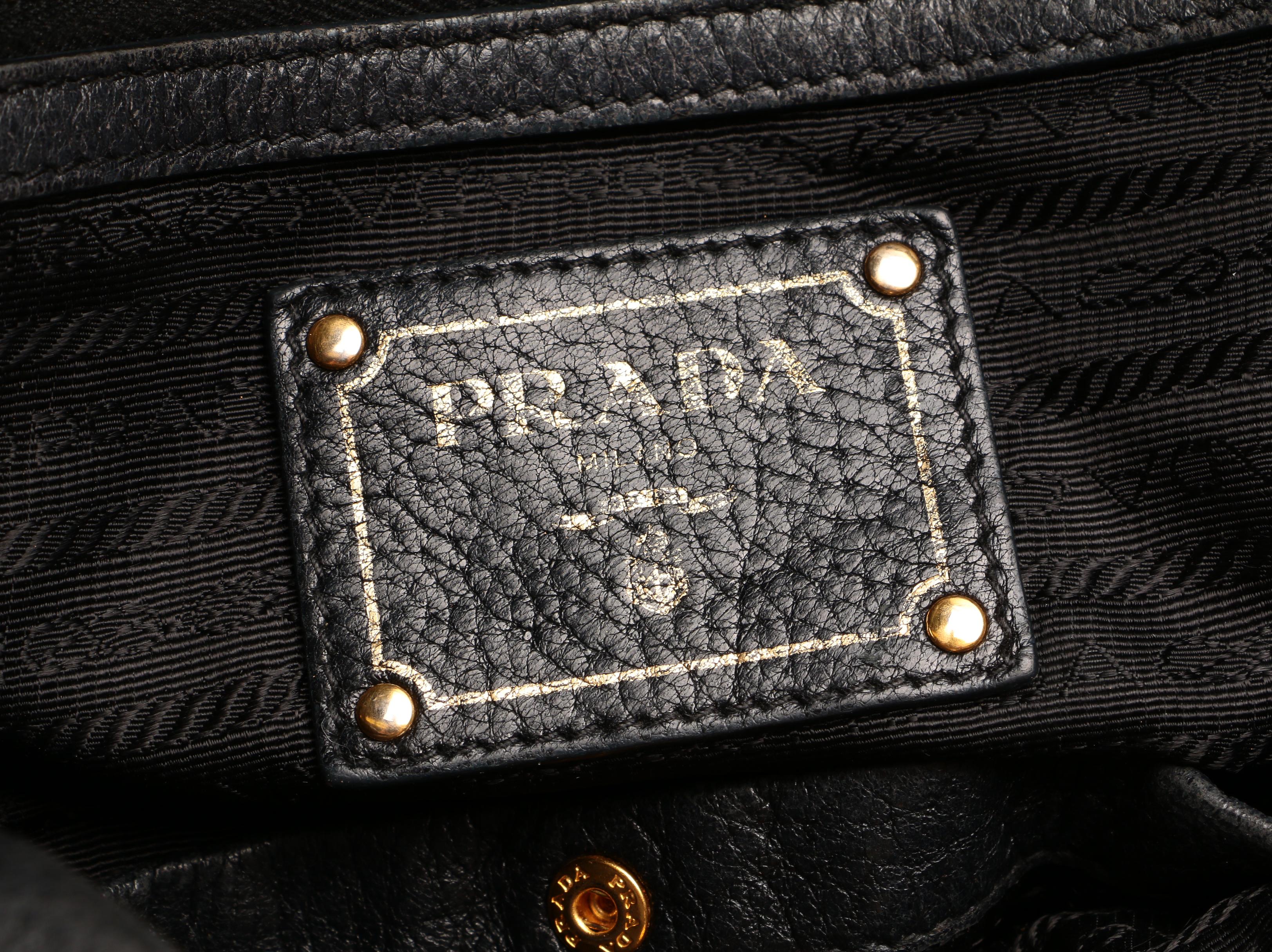 Prada Bicolor Daino Leather Satchel with Luggage Tag