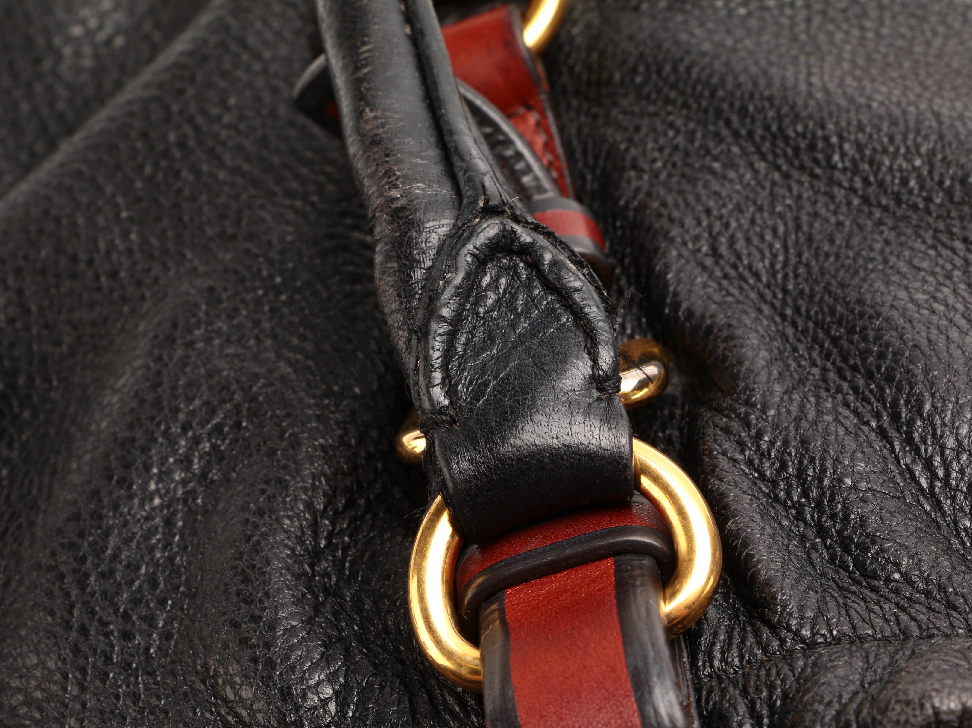 Prada Bicolor Daino Leather Satchel with Luggage Tag