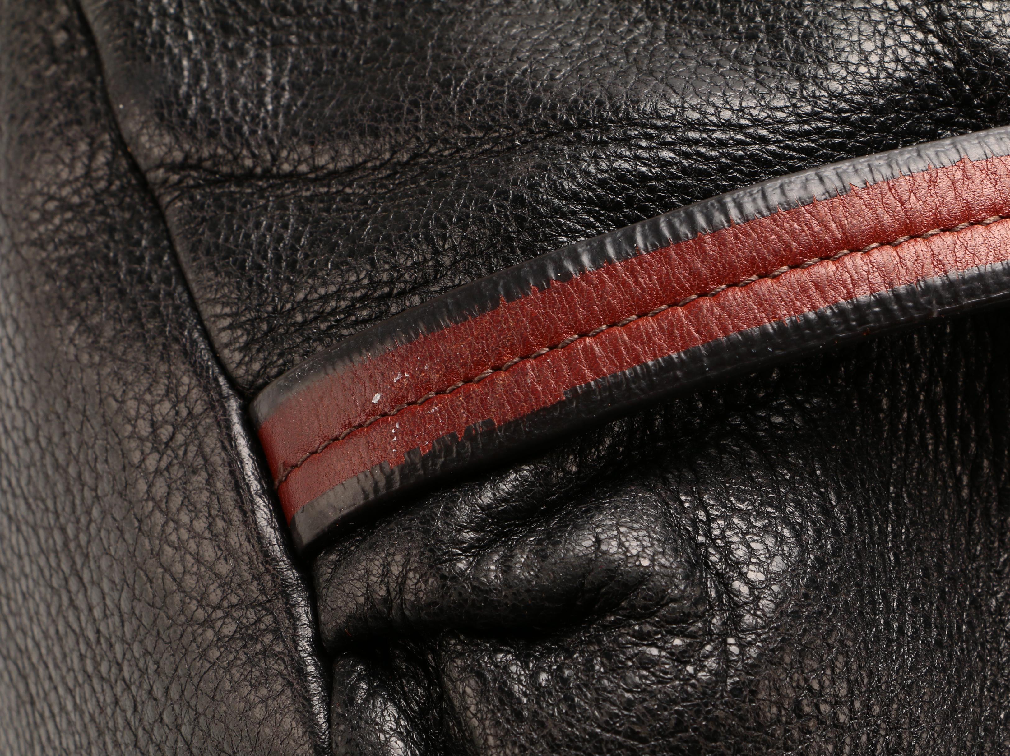 Prada Bicolor Daino Leather Satchel with Luggage Tag