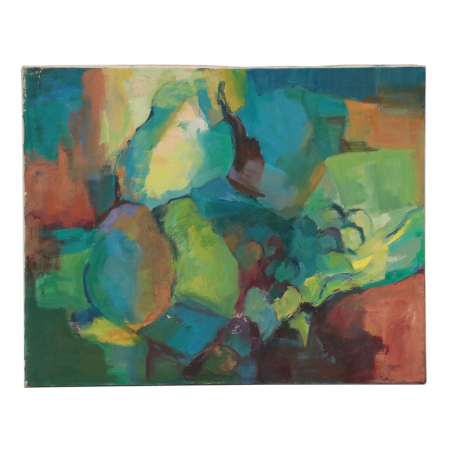 Abstract Still Life Oil Painting, Late 20th Century