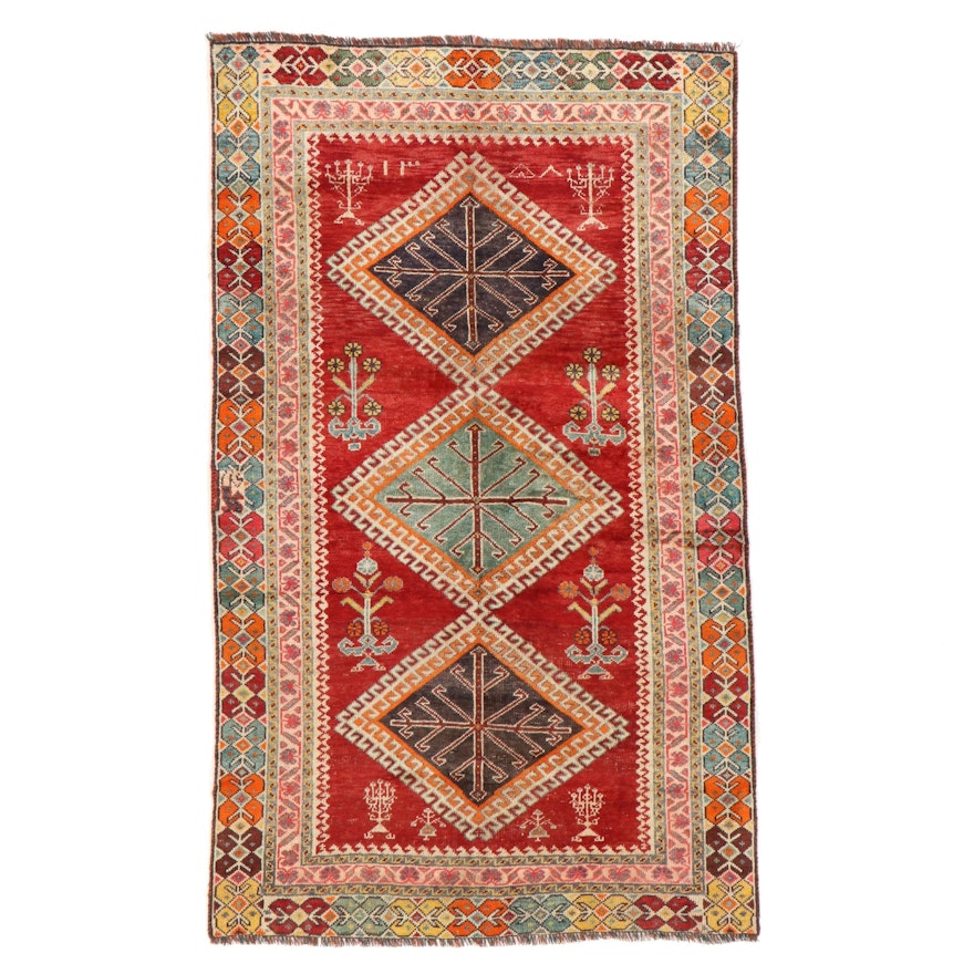 4'2 x 7'4 Hand-Knotted Persian Qashqai Gabbeh Area Rug, circa 1980