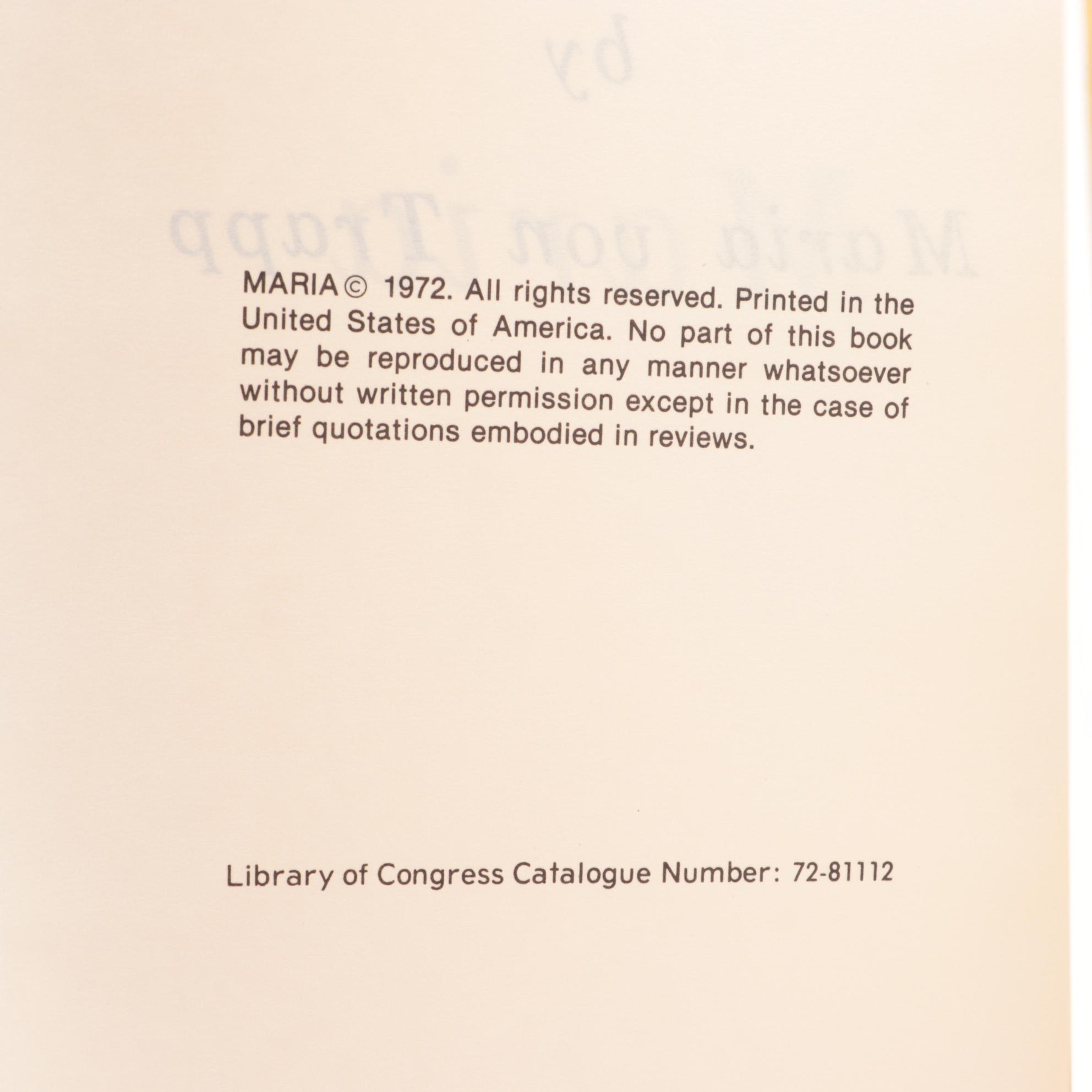 Signed "Maria: My Own Story" by Maria von Trapp, 1972