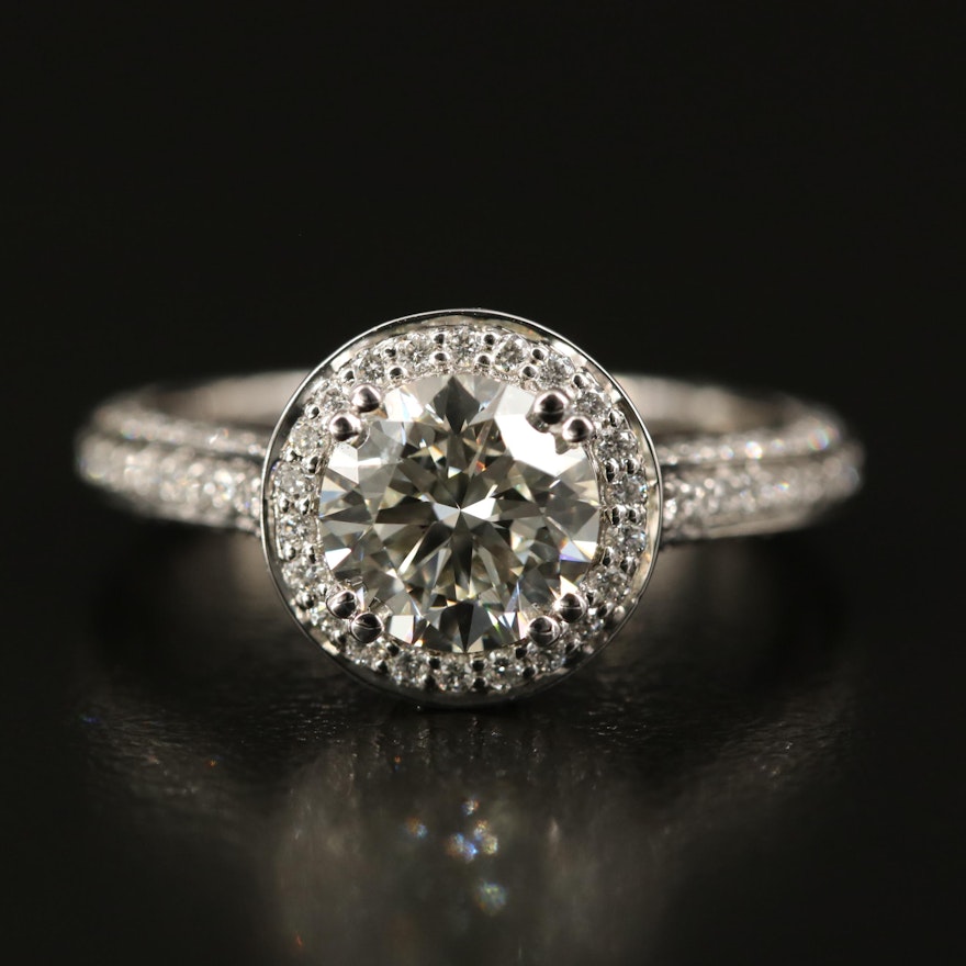 Platinum 2.14 CTW Diamond Halo Ring