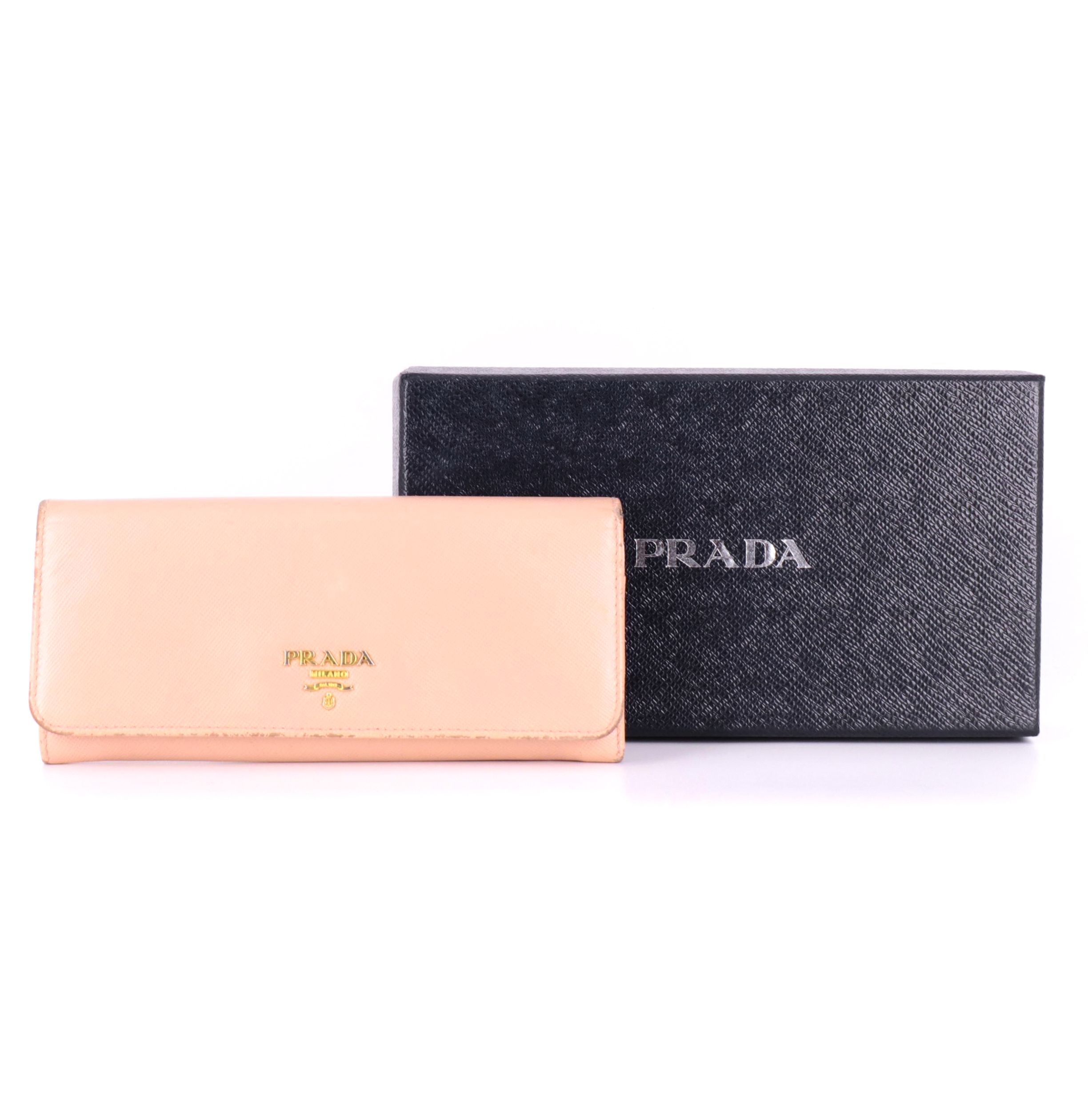 Prada Continental Flap Wallet in Orchidea Saffiano Leather