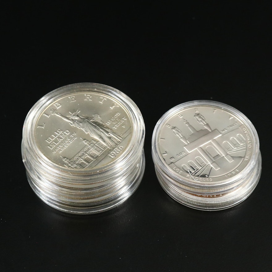 Five Modern Commemorative Silver Dollars